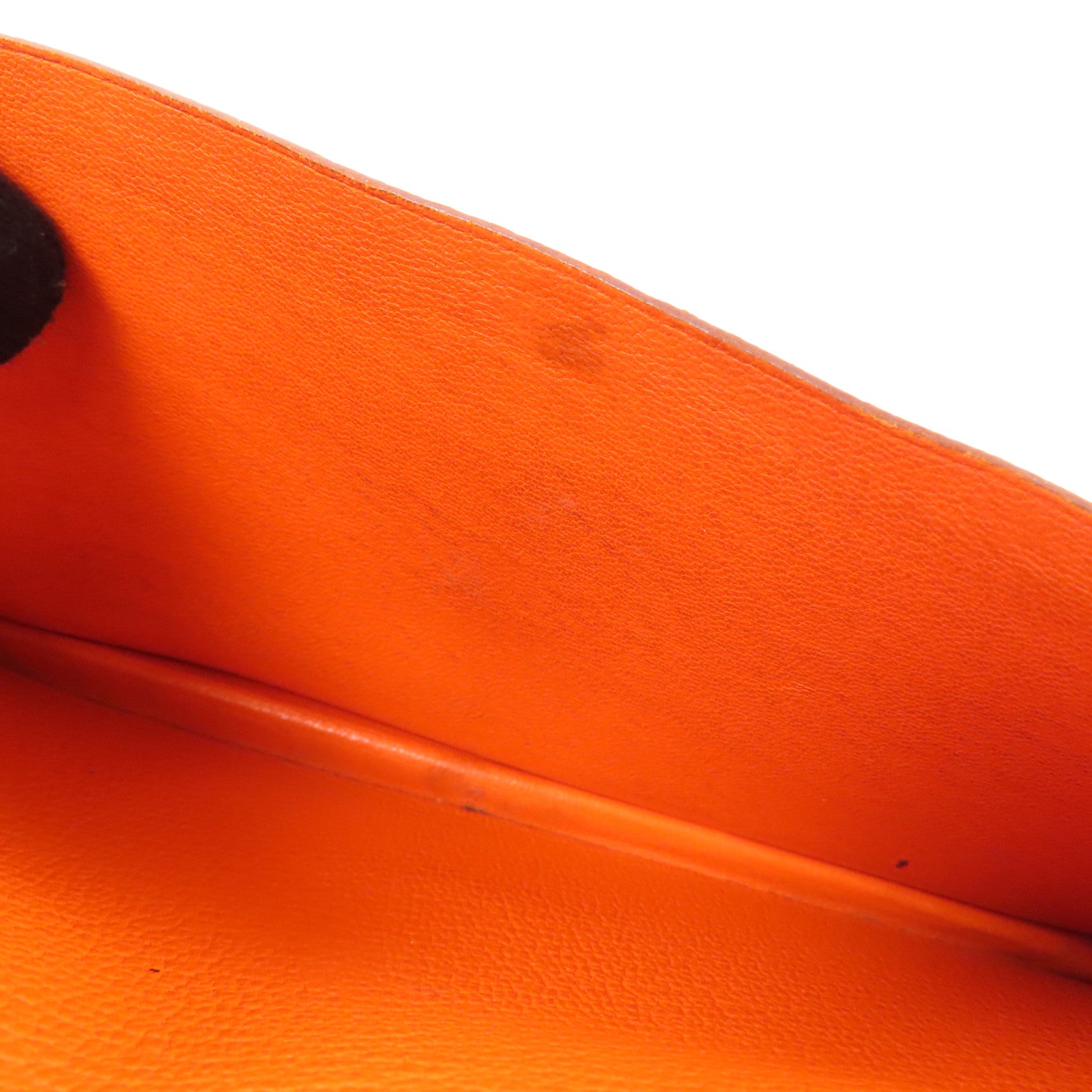 HERMES 【激減優惠】Chevre皮革Bearn金扣長錢包93 Orange