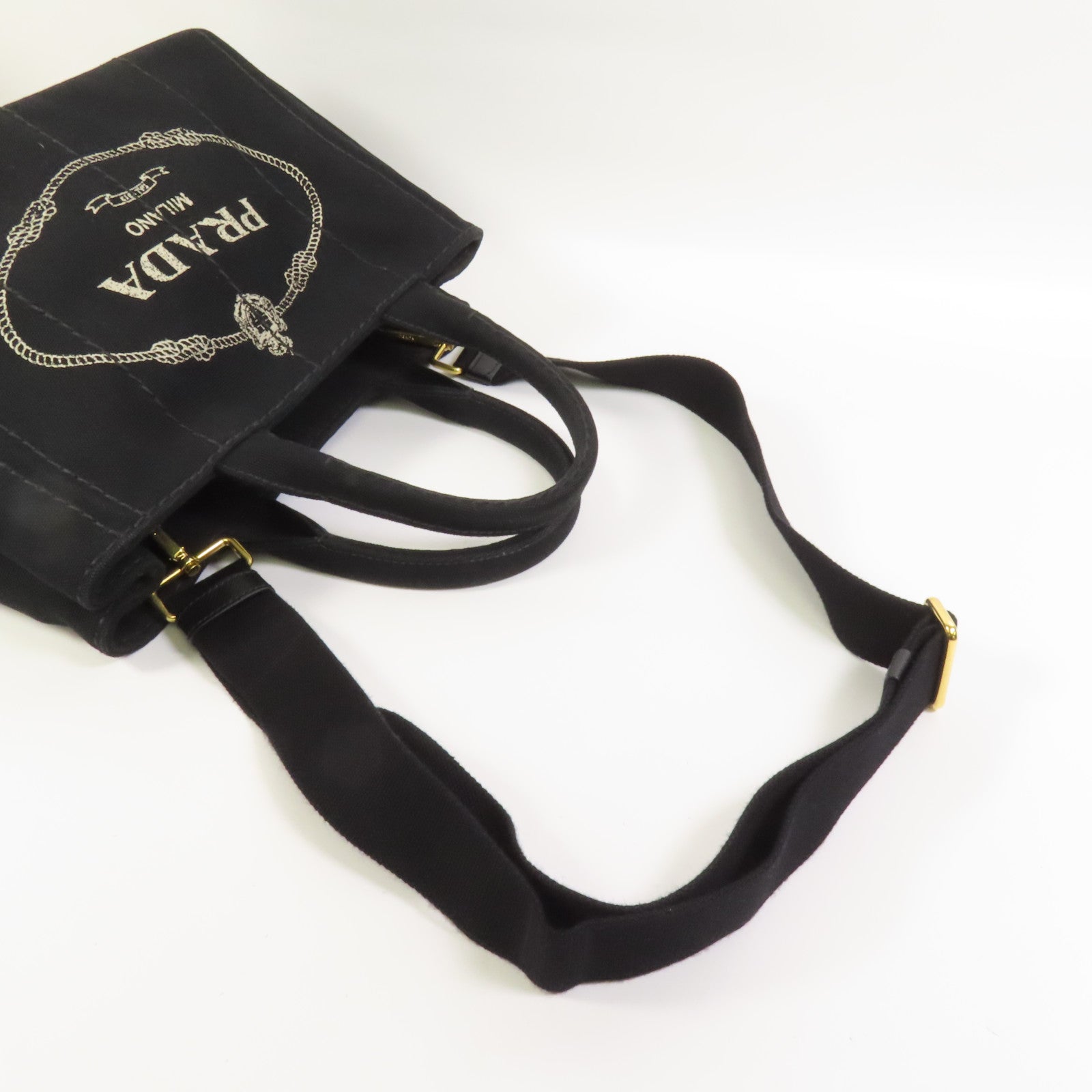 PRADA 帆布2 Way Shoulder Bag金扣手挽肩背兩用袋