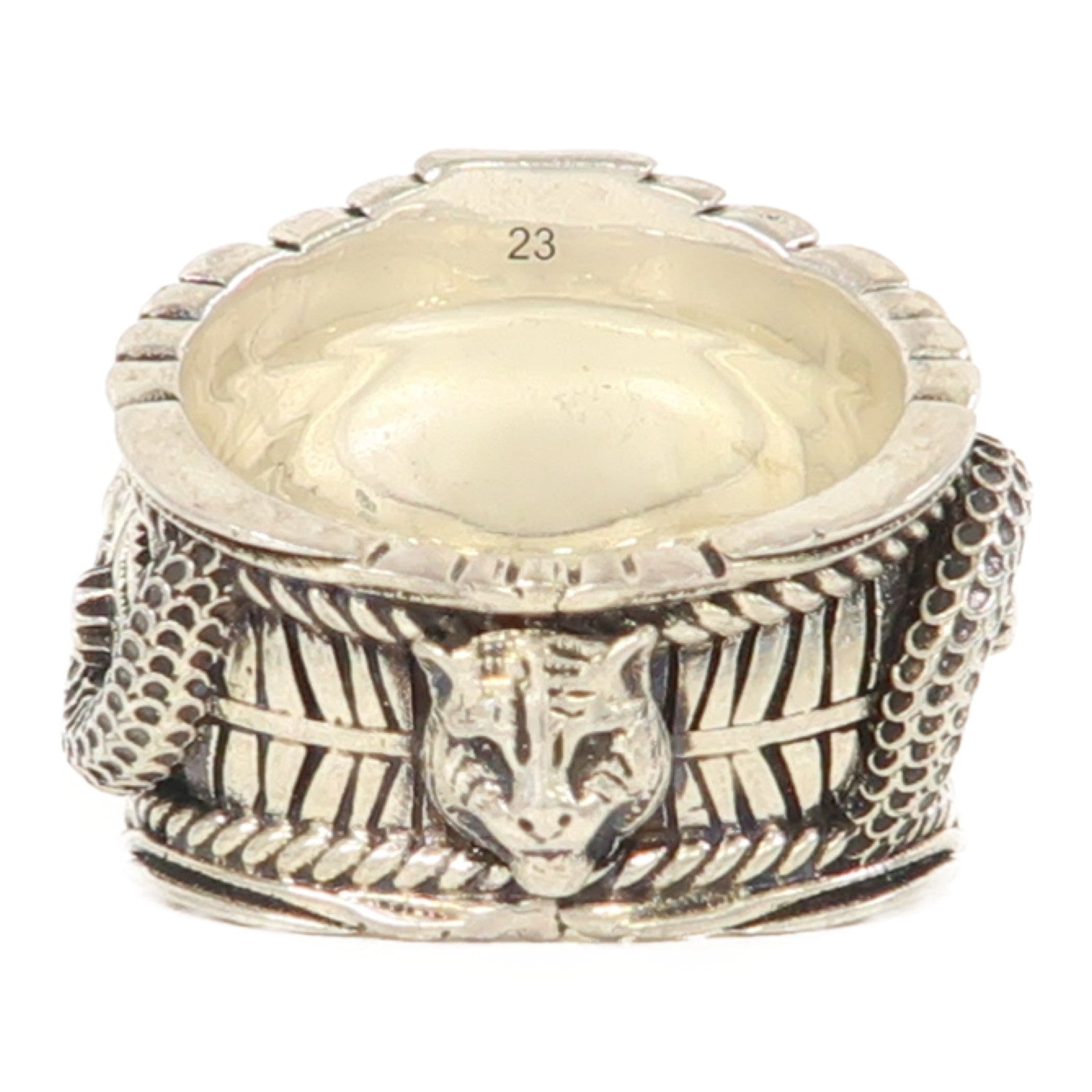 GUCCI 925純銀Garden Snake Ring戒指銀色/綠色US#10