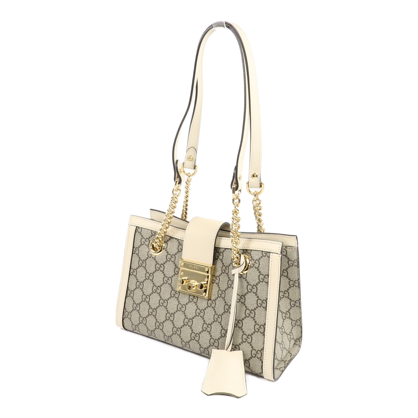 GUCCI 塗層帆布Padlock GG Small手挽袋