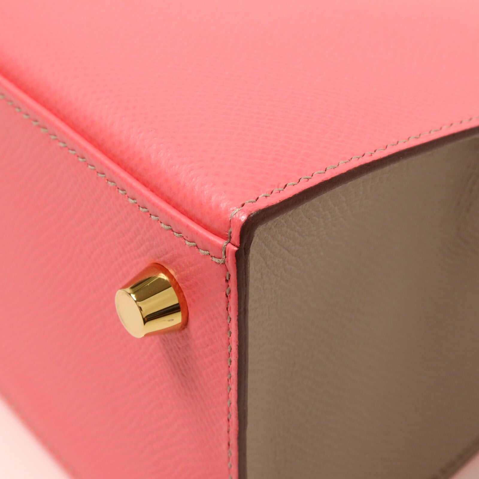 HERMES Epsom皮革Kelly 25手挽肩背兩用袋Rose Azalee/Gris Mouette