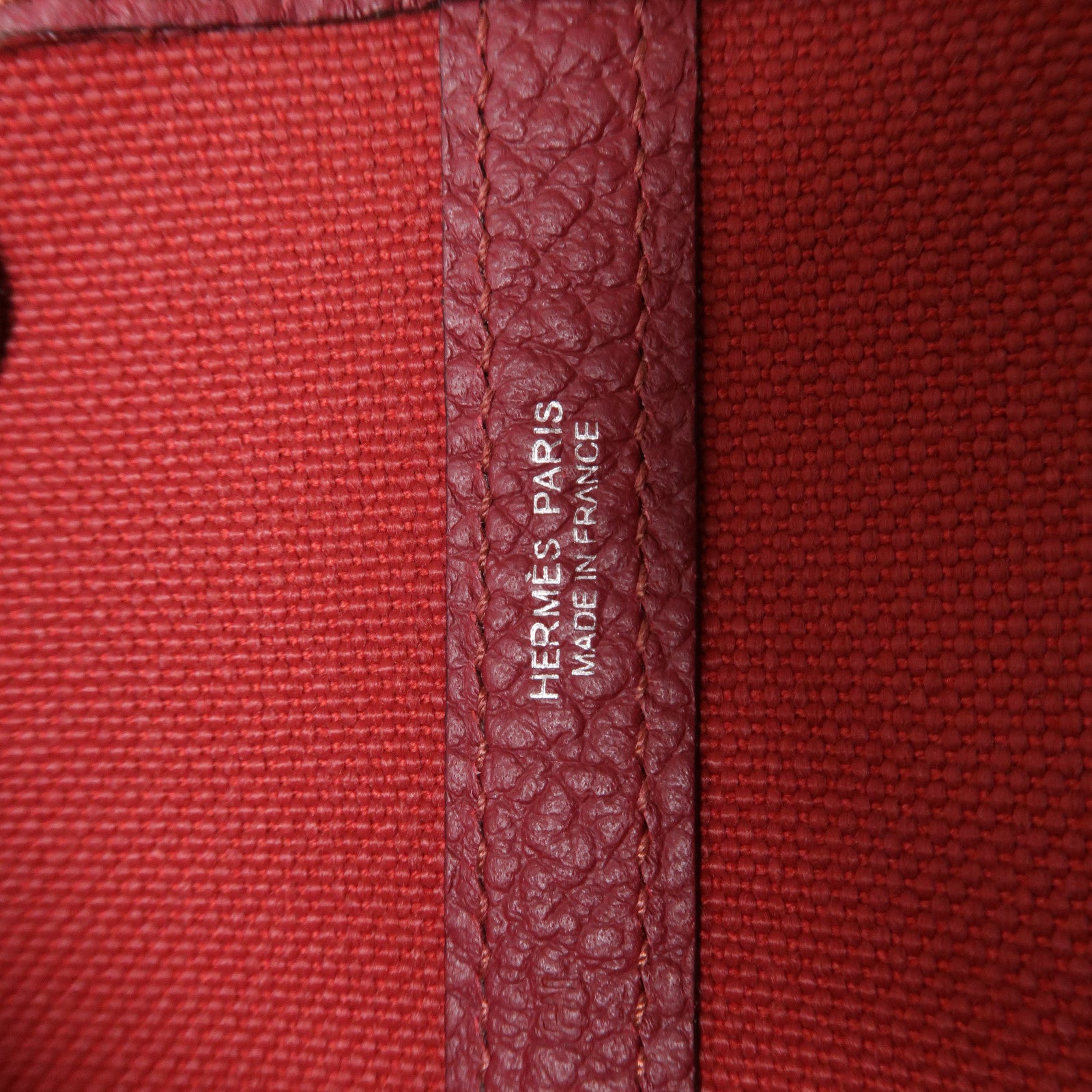 HERMES 帆布Garden Party PM銀扣手挽袋紅色