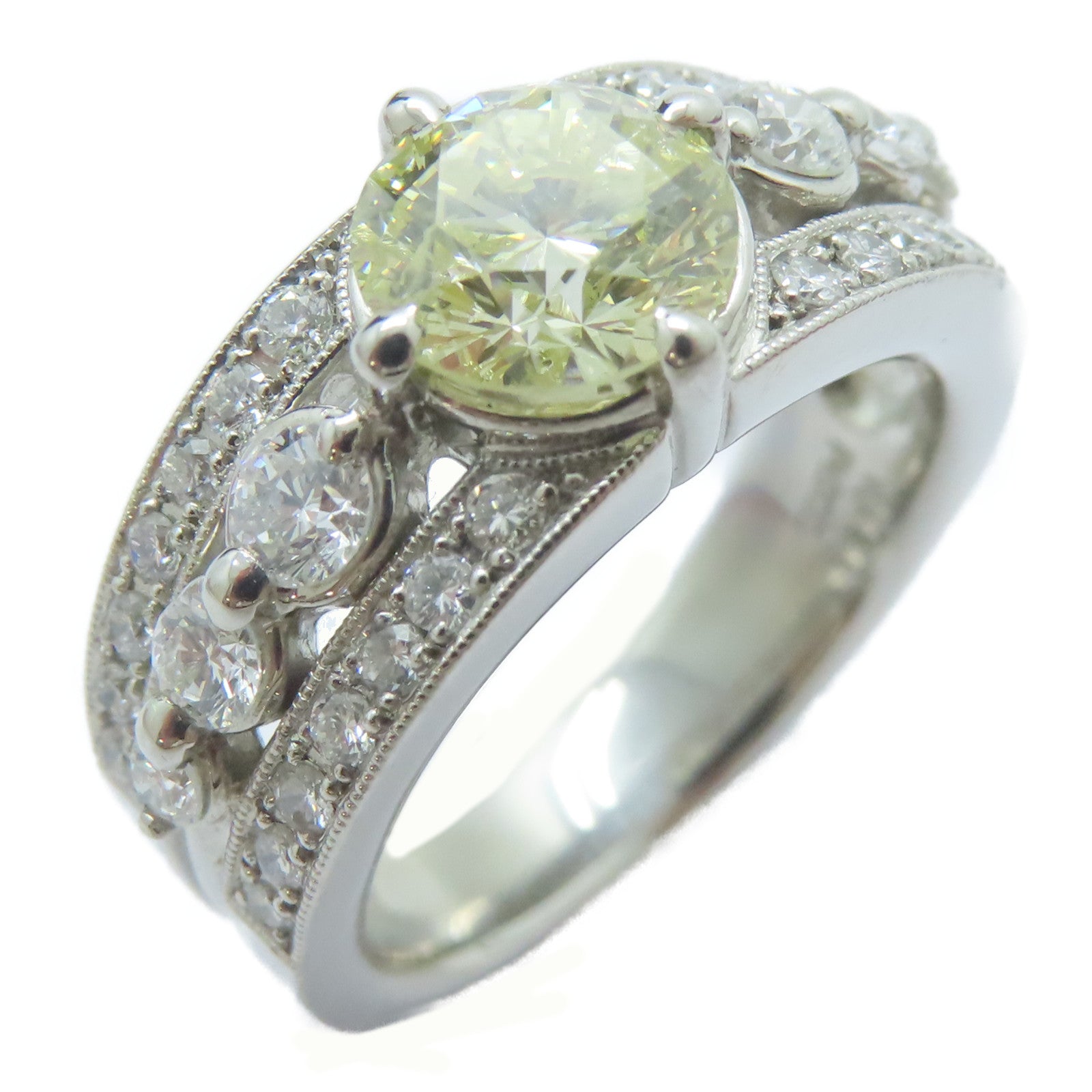 JEWELRY PT900鉑金Diamond Ring 1.181ct鑽石/0.67ct鑚石戒指US#5.5