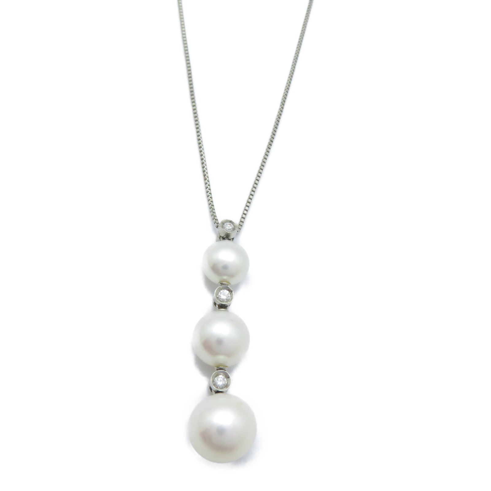 JEWELRY PT900/PT850鉑金Pearl Necklace 0.10ct鑽石項鏈