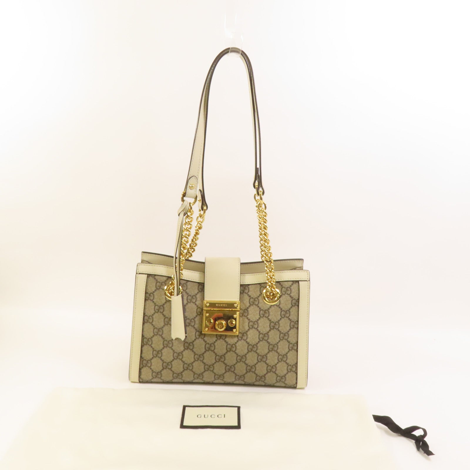 GUCCI 塗層帆布Padlock金扣鏈帶肩背袋