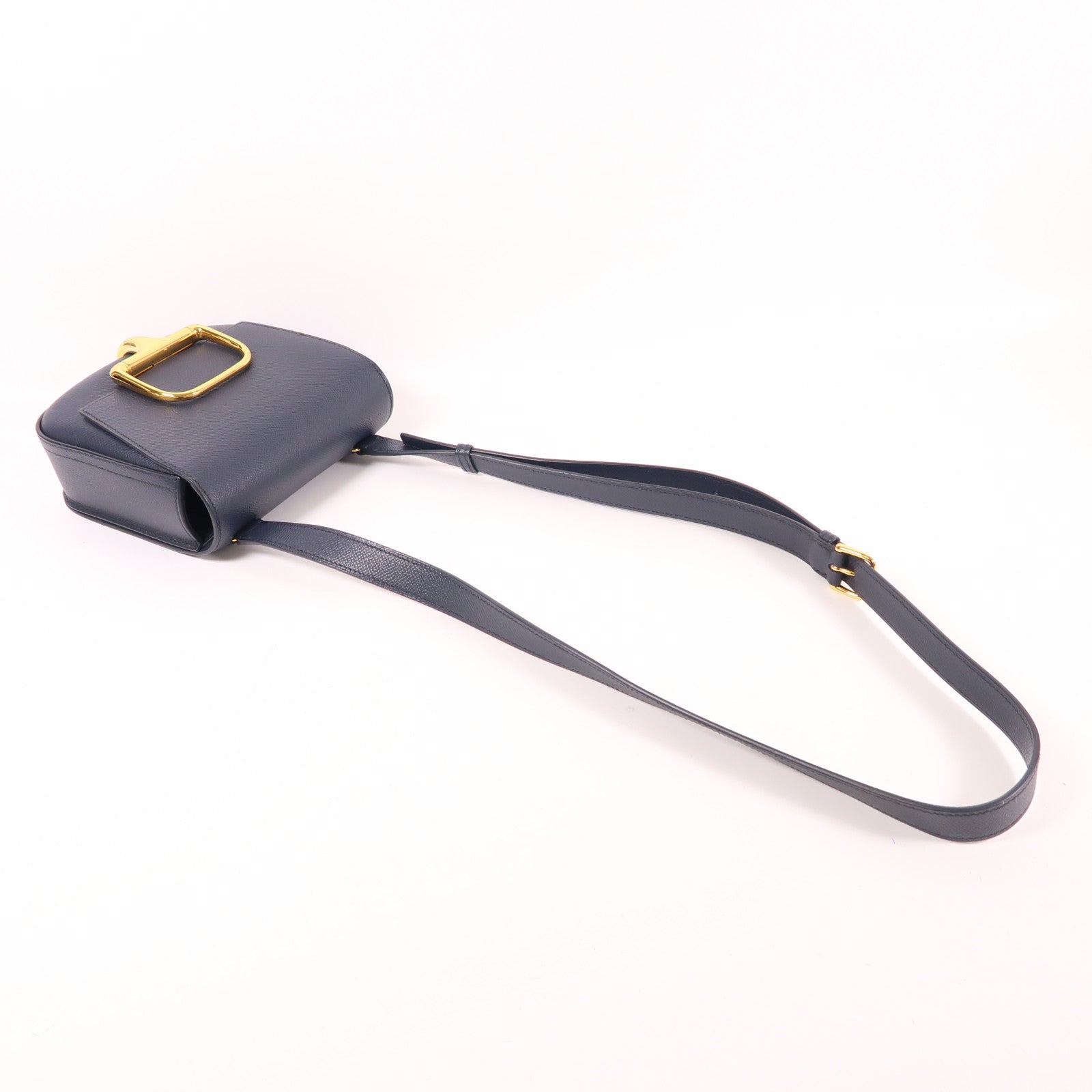 HERMES Epsom皮革Della金扣肩背袋Bleu Nuit