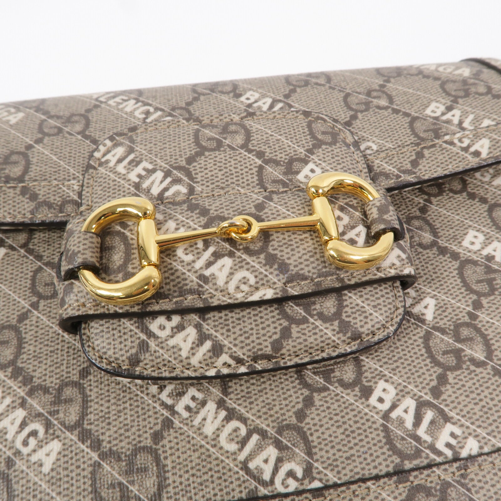 GUCCI 塗層帆布Horsebit 1955 X Balenciaga肩背袋