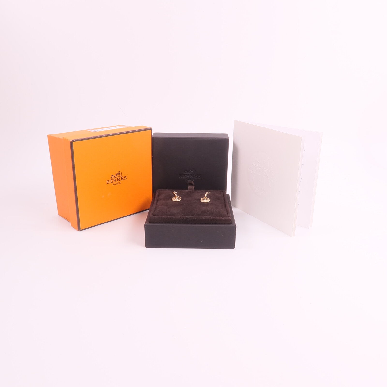 HERMES 18K玫瑰金 Ex-Libris Clou de Selle Earrings鑽石耳環