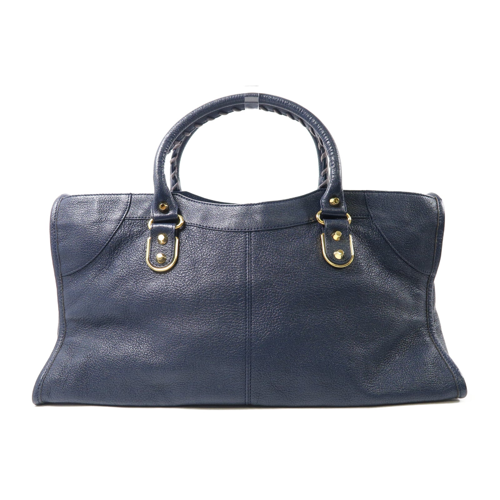 BALENCIAGA 牛皮皮革Part Time金扣手挽肩背兩用袋深藍色