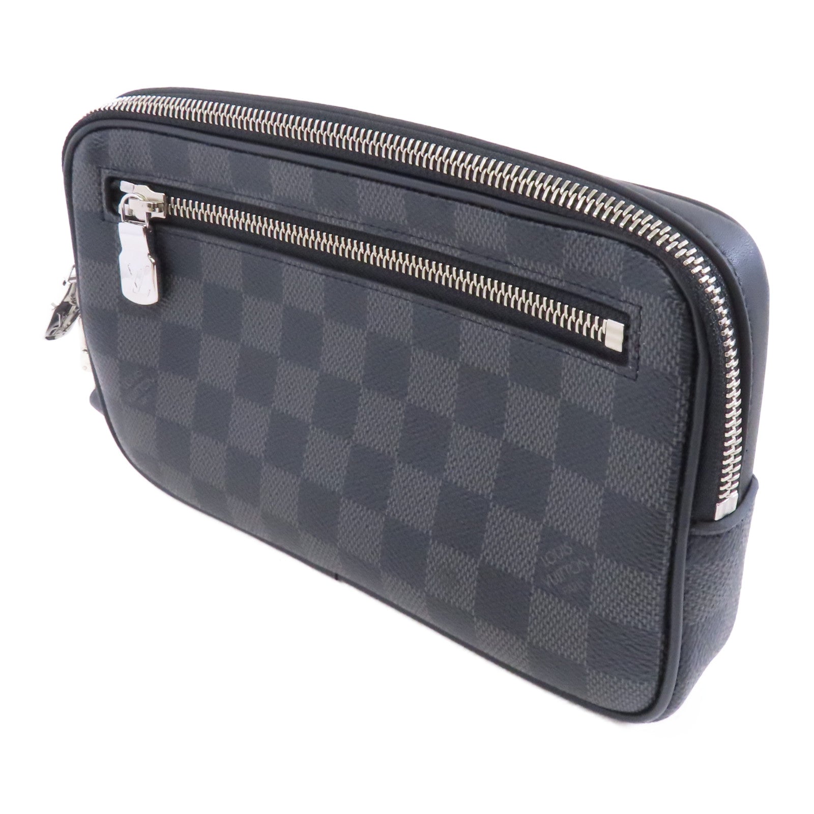 LOUIS VUITTON Damier Alpha Cluch銀扣手拿包黑色