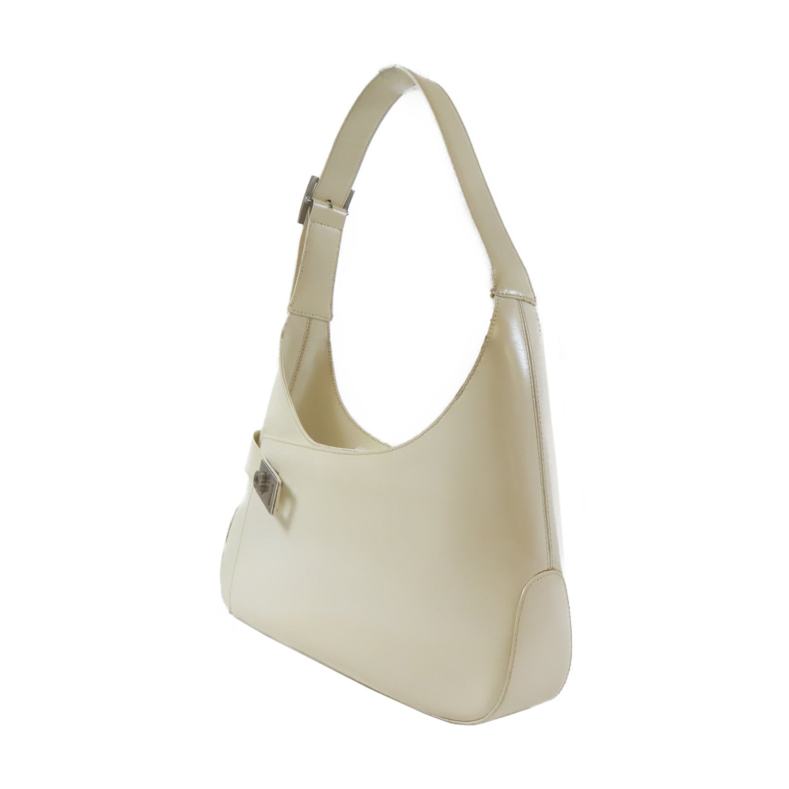 Salvatore Ferragamo 牛皮皮革Shoulder Bag銀扣手挽袋白色
