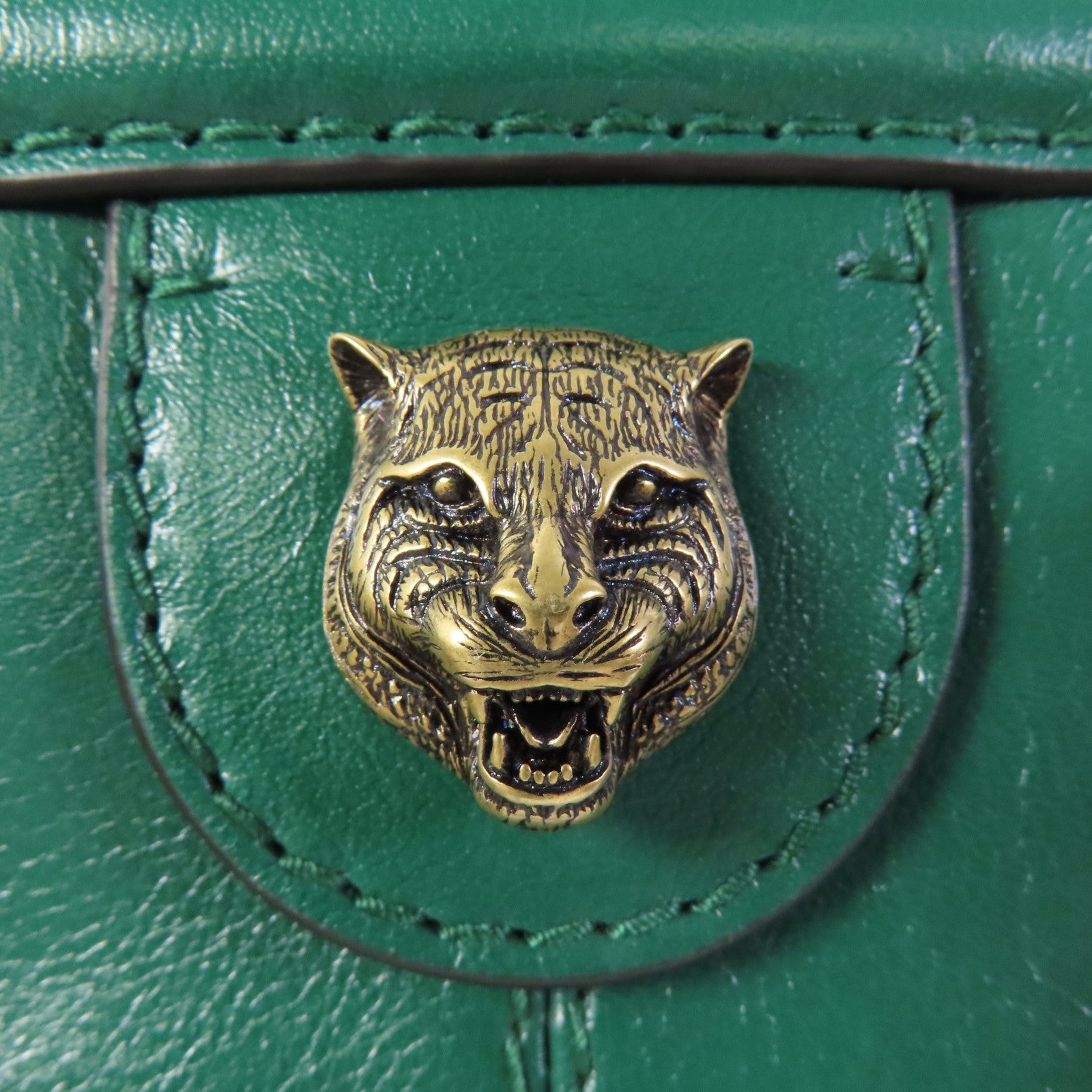 GUCCI GG Shoulder Bag 524620 Calfskin Leather Green