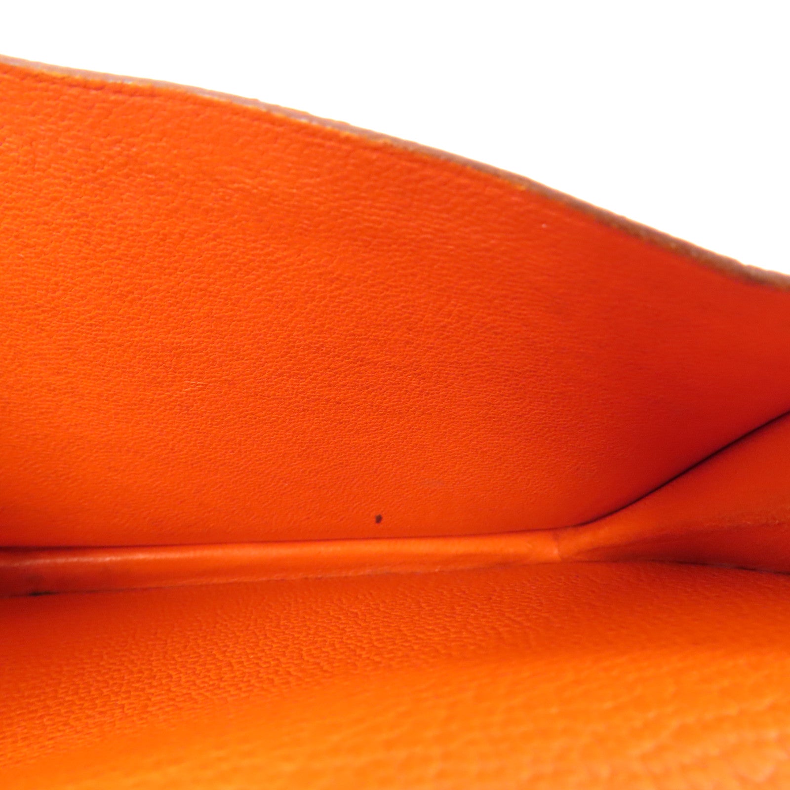 HERMES 【激減優惠】Chevre皮革Bearn金扣長錢包93 Orange