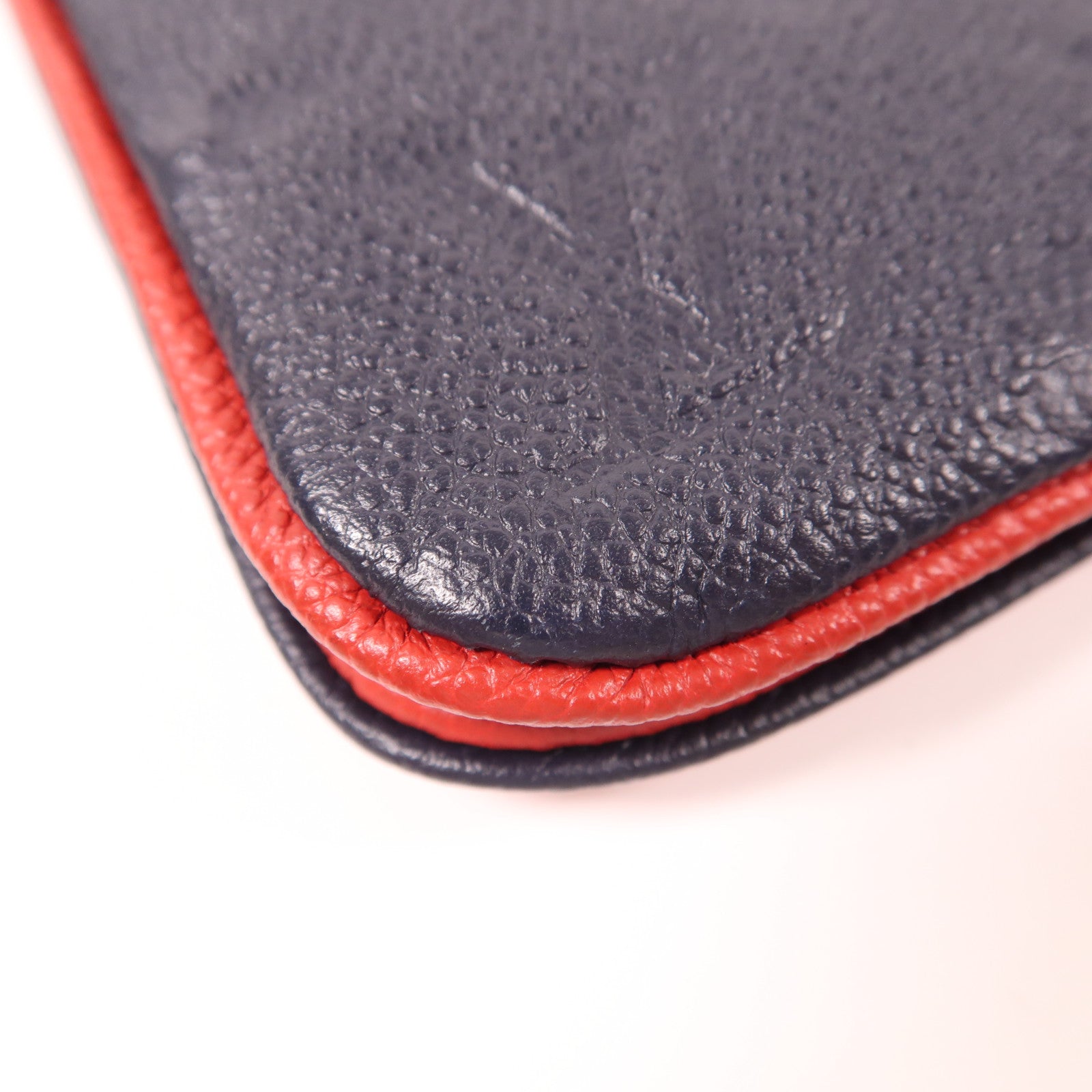 LOUIS VUITTON Monogram Empreinte Pochette Double Zip金扣鏈帶肩背袋深藍色/紅色
