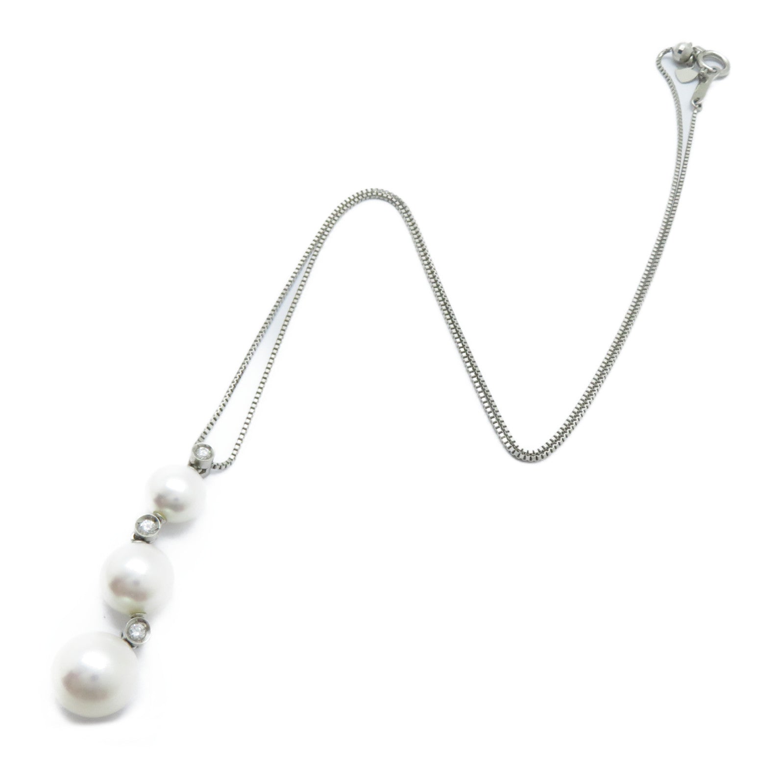 JEWELRY PT900/PT850鉑金Pearl Necklace 0.10ct鑽石項鏈