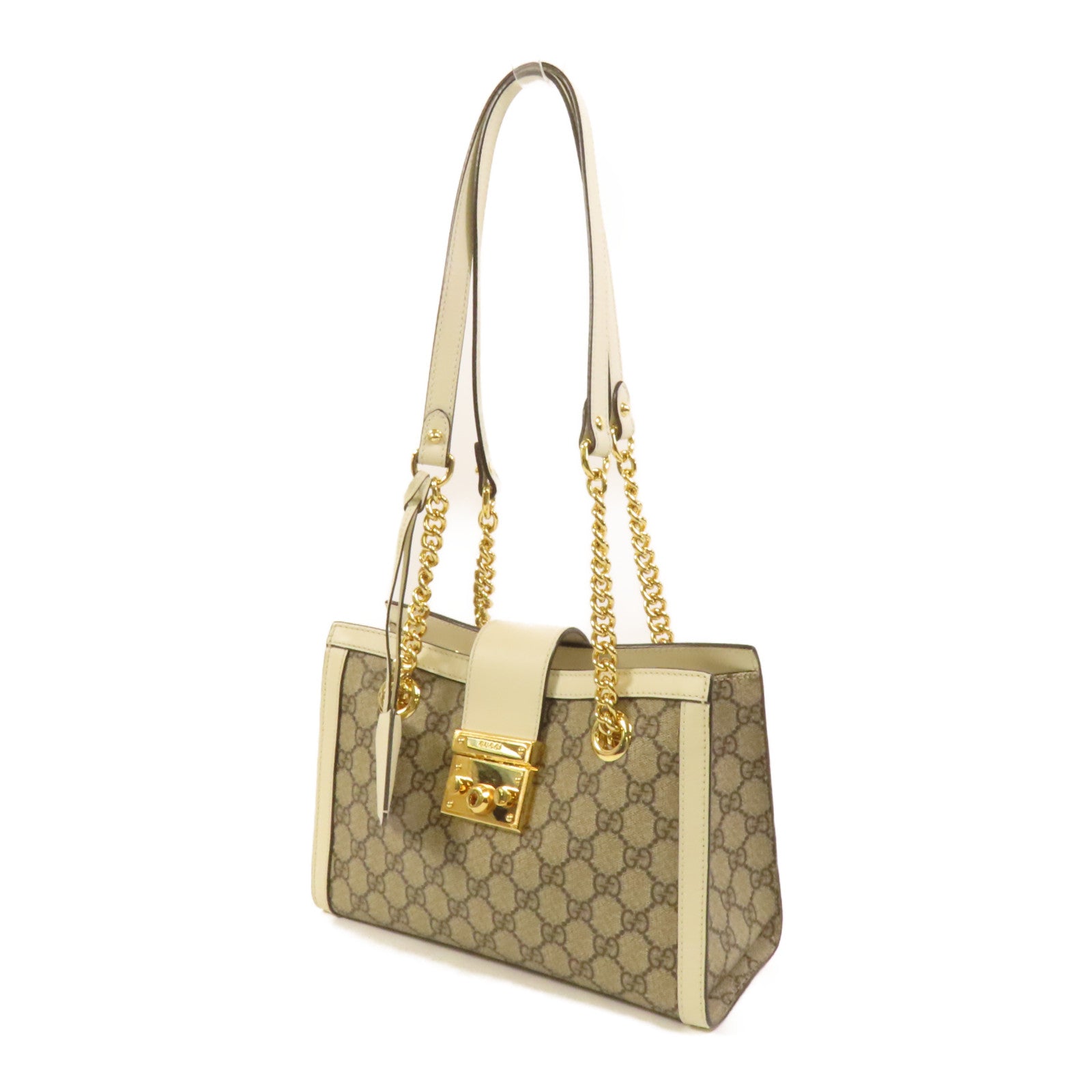 GUCCI 塗層帆布Padlock金扣鏈帶肩背袋