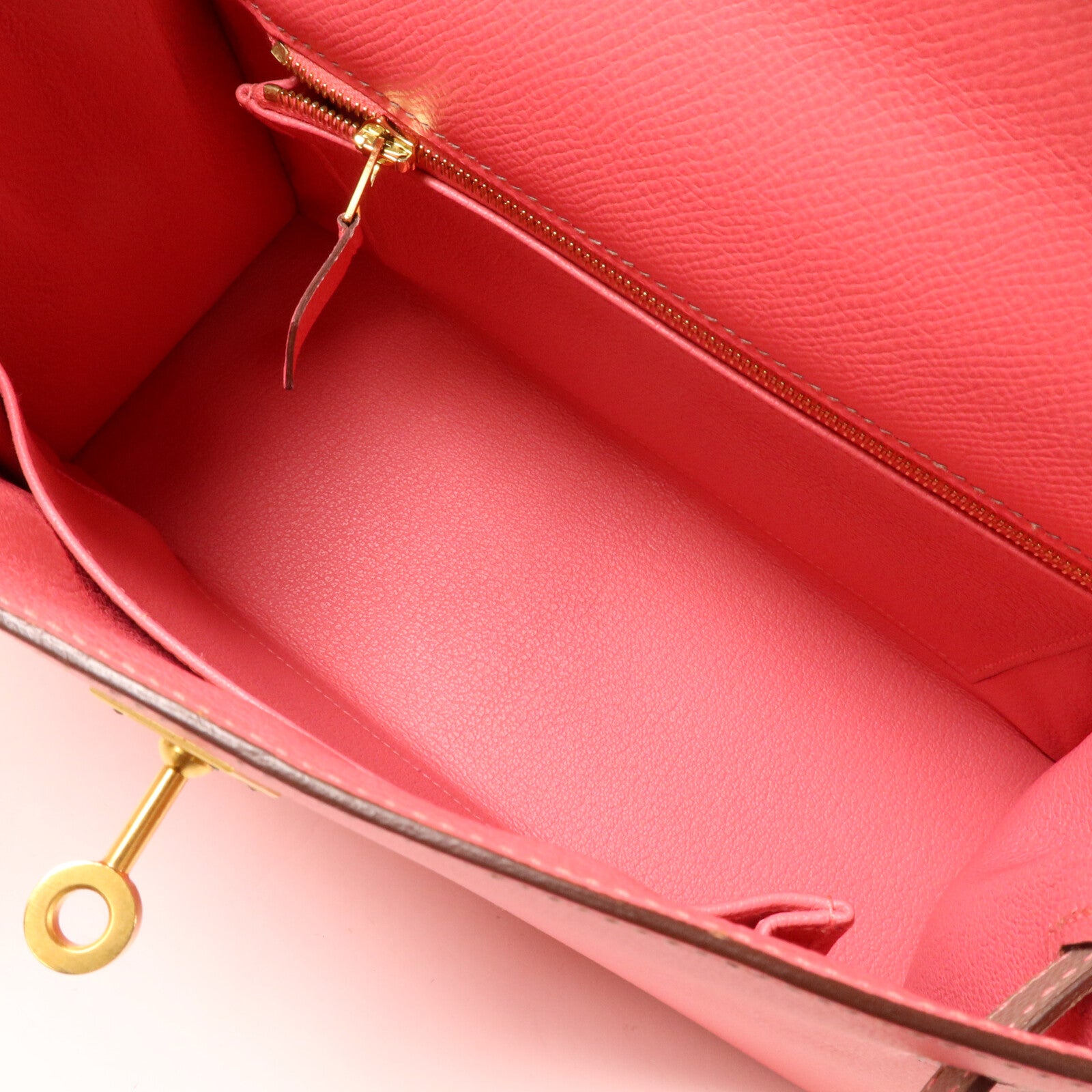 HERMES Epsom皮革Kelly 25手挽肩背兩用袋Rose Azalee/Gris Mouette