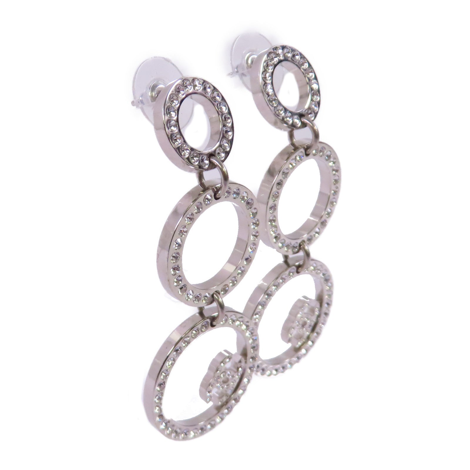 CHANEL 金屬/水鑽Rhinestones Earrings耳環銀色