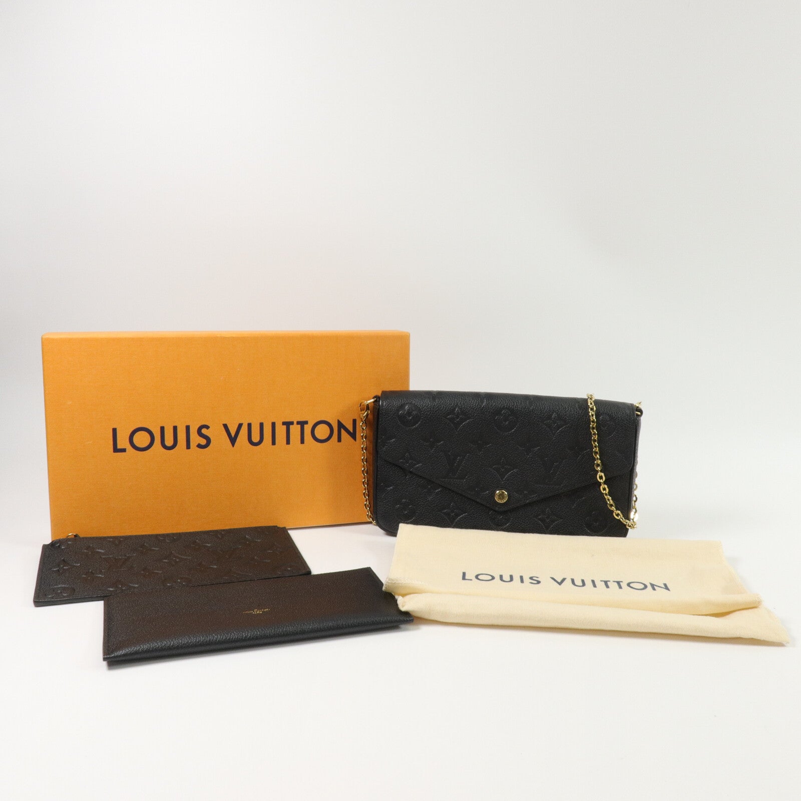 LOUIS VUITTON Monogram Empreinte Felicie Pochette 金扣鏈帶肩背袋