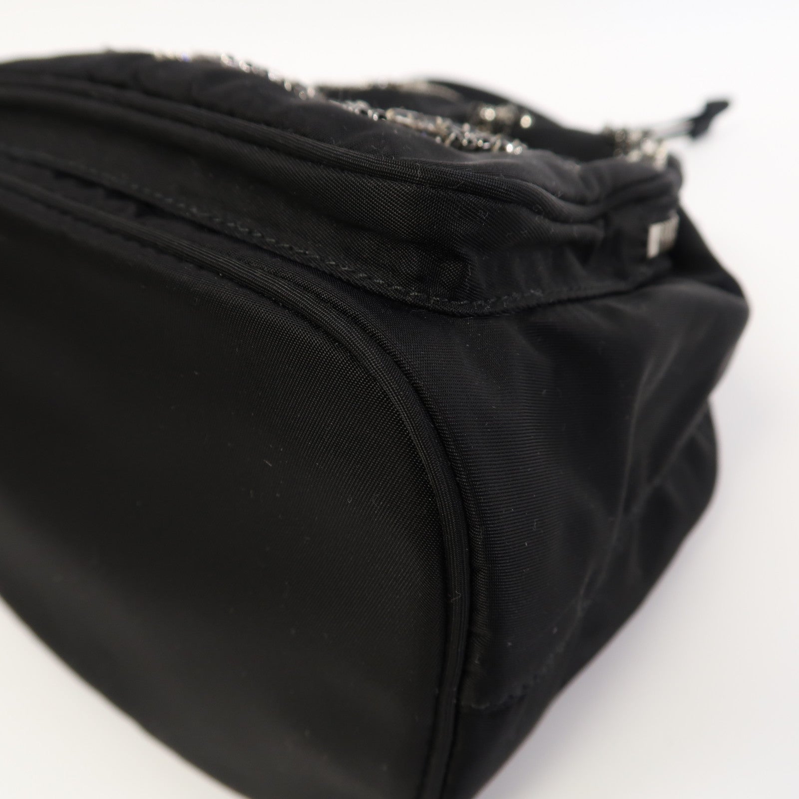 PRADA 尼龍Hand Bag銀扣手挽肩背兩用袋黑色