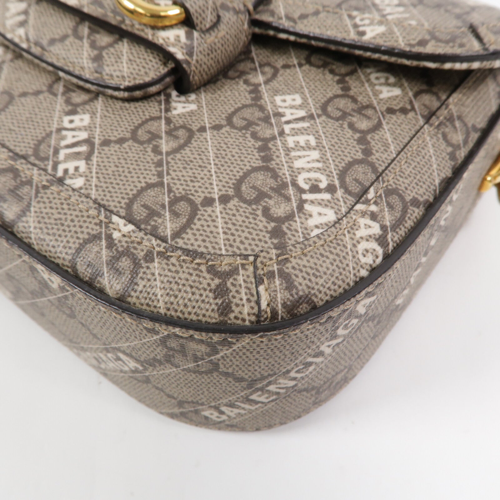 GUCCI 塗層帆布Horsebit 1955 X Balenciaga肩背袋