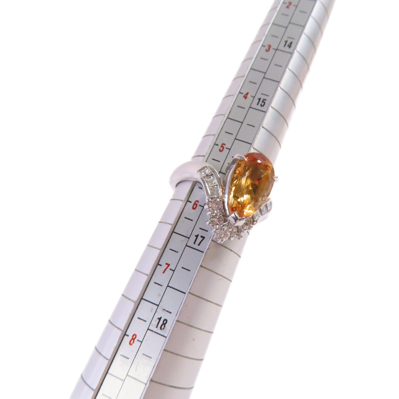 JEWELRY 【激減優惠】PT900鉑金/4.060ct拓帕石/0.54ct鑽石Imperial Topaz Diamond Ring戒指US#5.85