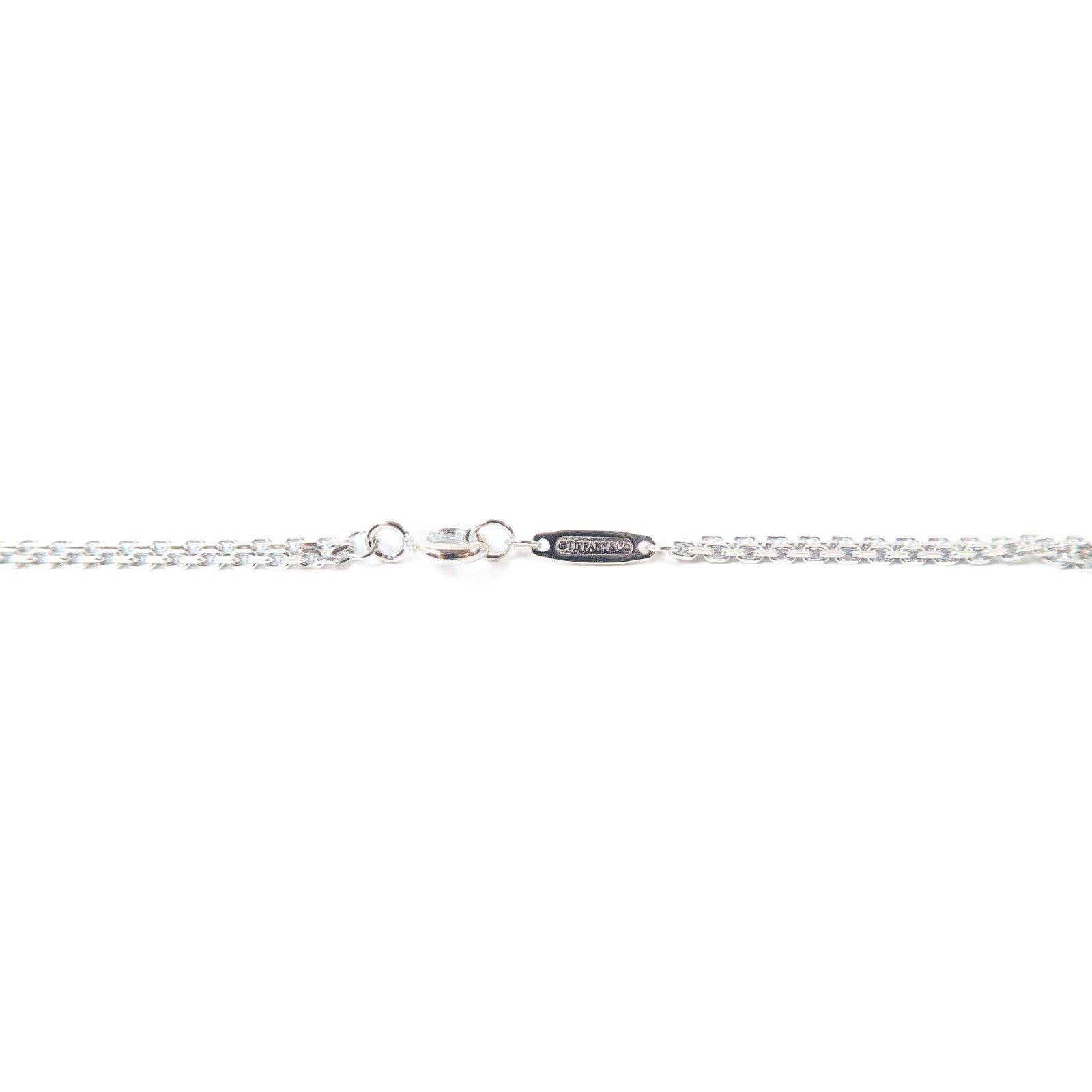 TIFFANY＆CO 925純銀Large Double Link Pendant Necklace項鍊銀色