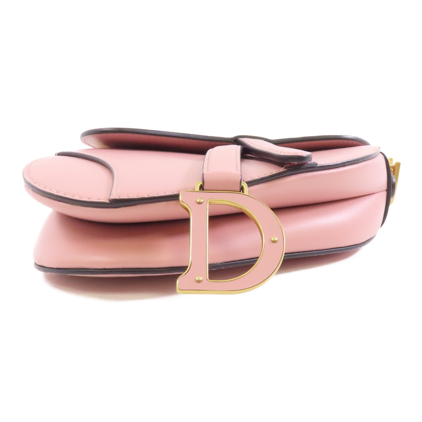Dior 牛皮皮革Mini Saddle Bag金扣手挽肩背兩用袋粉紅色