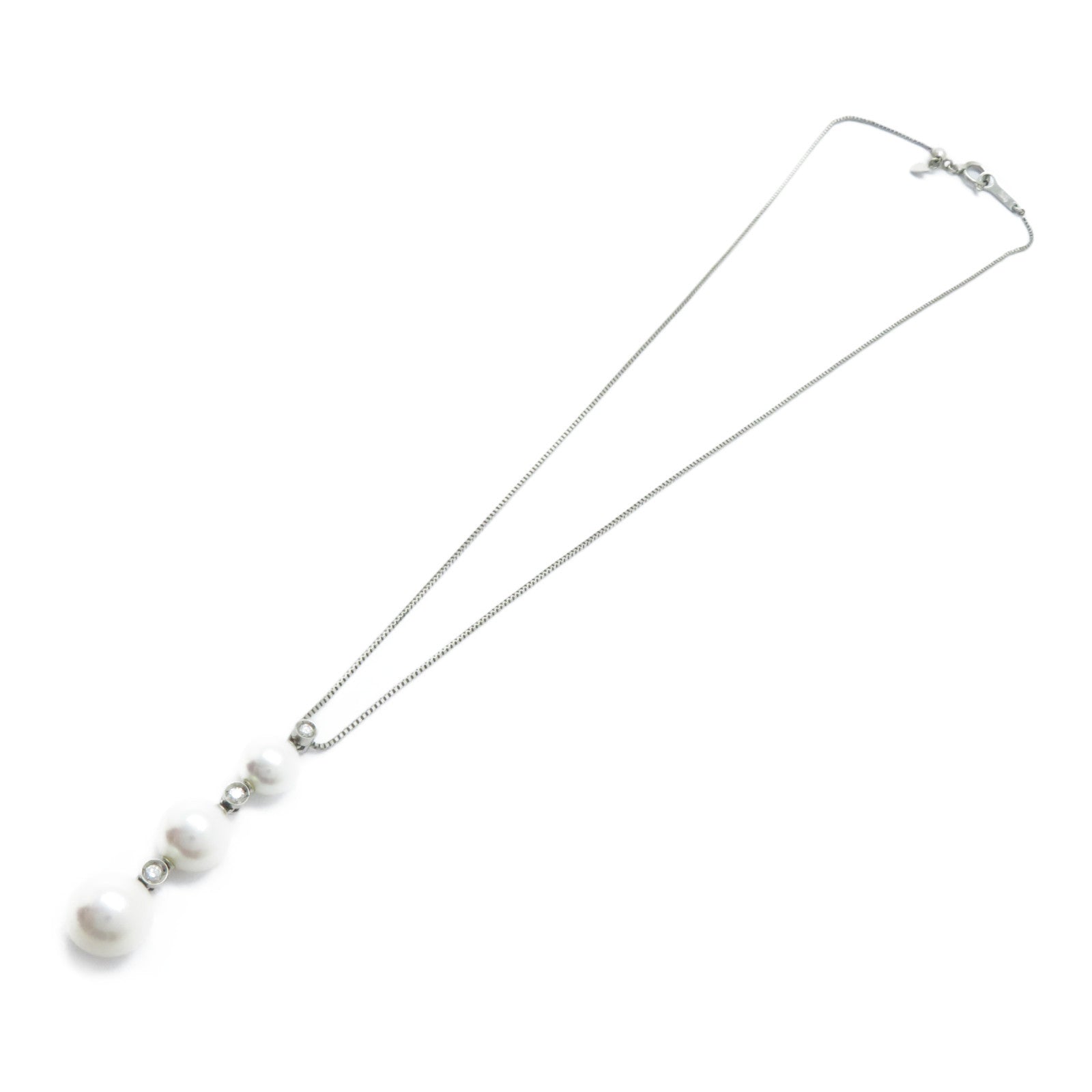 JEWELRY PT900/PT850鉑金Pearl Necklace 0.10ct鑽石項鏈