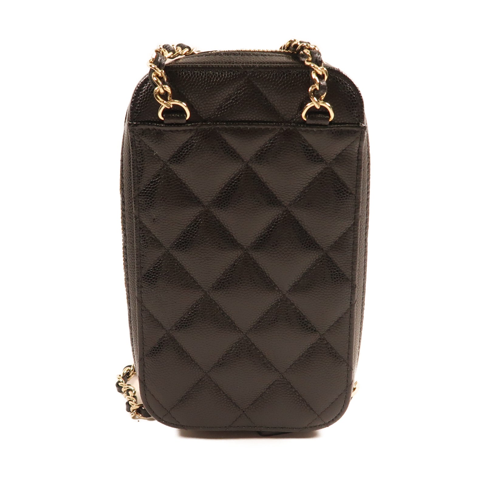 CHANEL 牛皮皮革Chain Shoulder金扣鏈帶肩背袋黑色