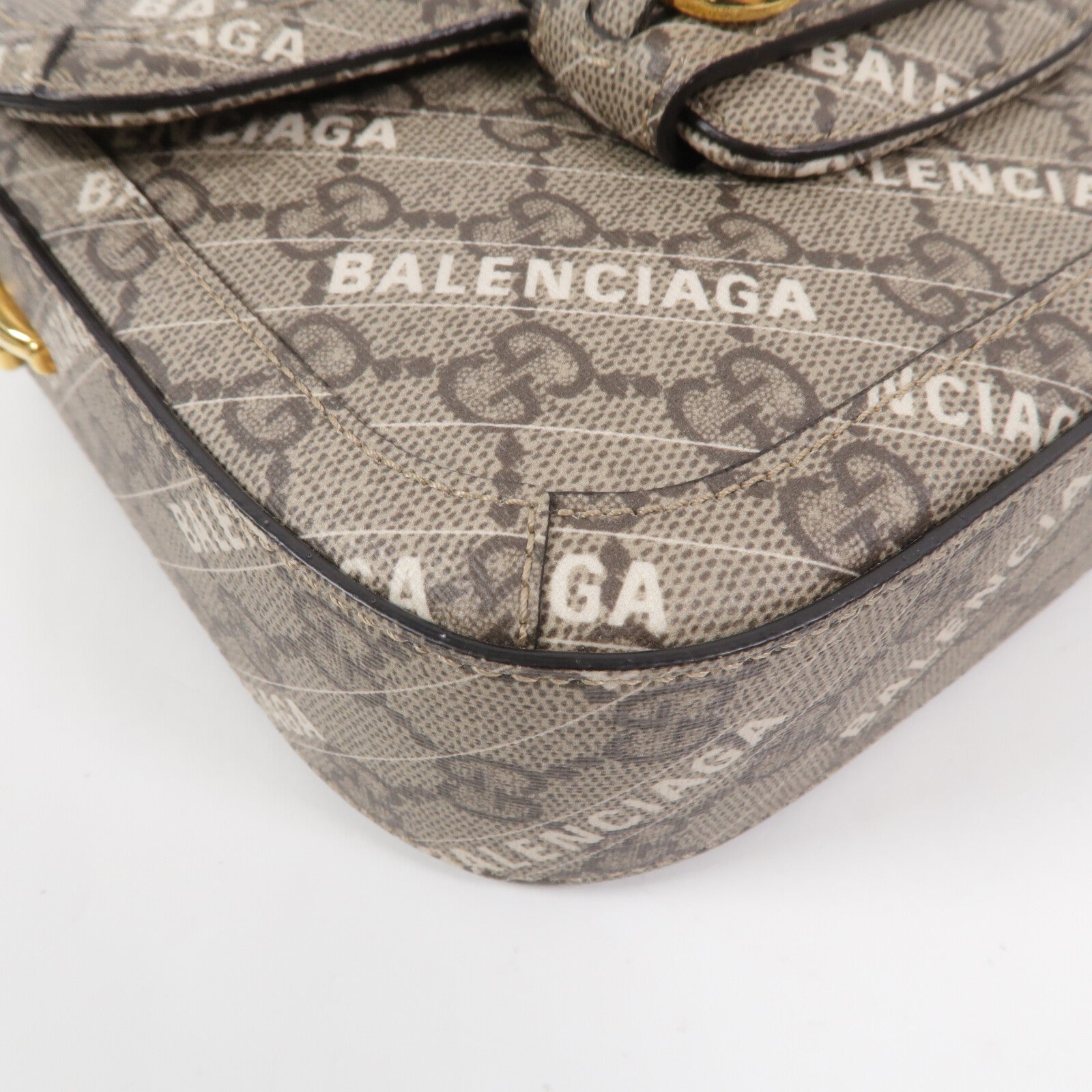 GUCCI 塗層帆布Horsebit 1955 X Balenciaga肩背袋