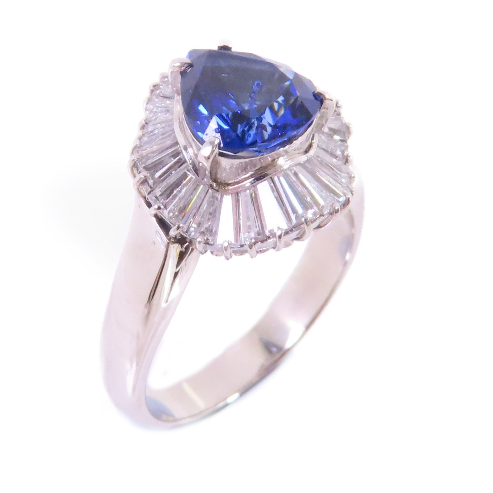 JEWELRY 2.52ct Sapphire 0.77ct Diamond Ring US#6 PT900 Platinum