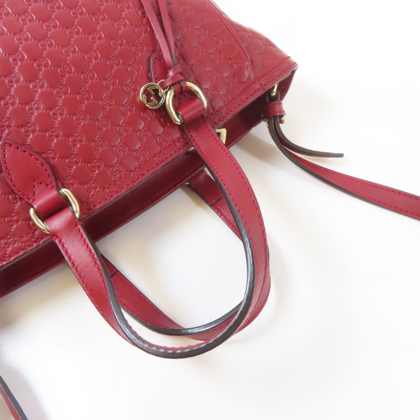 GUCCI 牛皮皮革Microguccissima 2 Way Bag金扣手挽肩背兩用袋紅色
