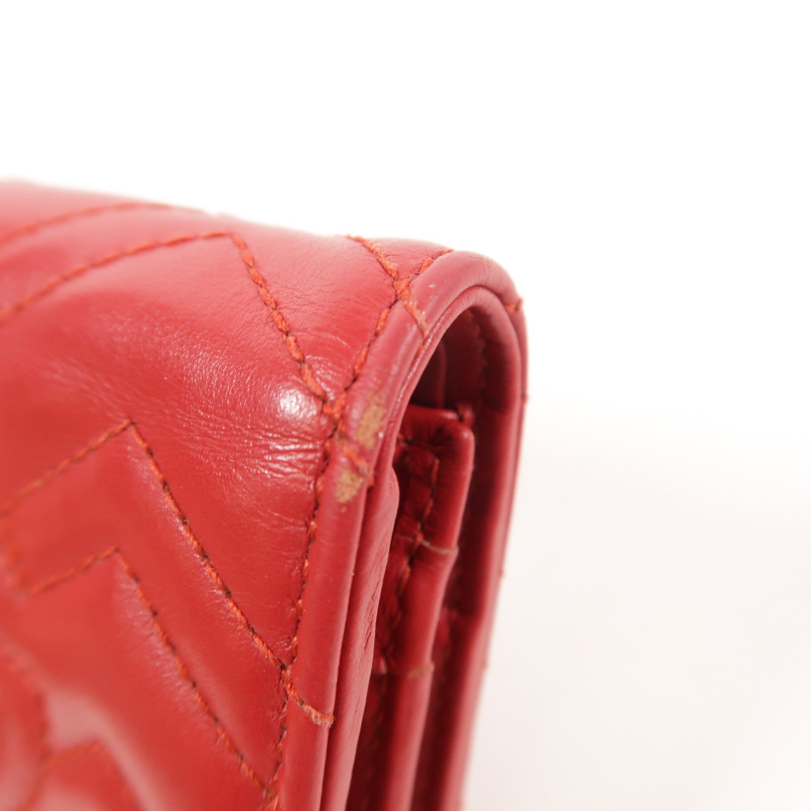 GUCCI GG GHW GG Marmont Card Case Calfskin Leather 466492 E12591 Red