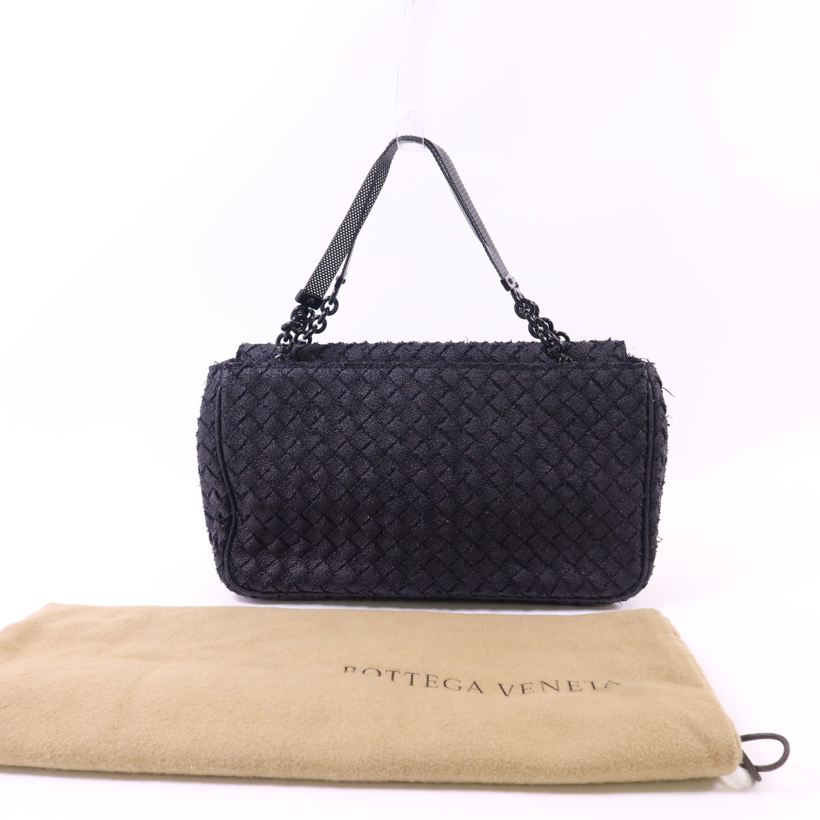 BOTTEGA VENETA 藤料Handbag黑扣手挽袋