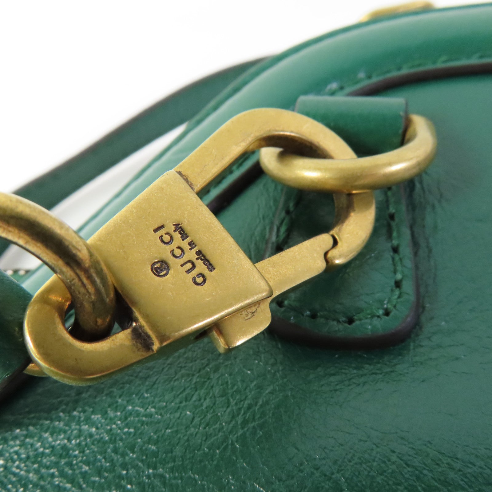 GUCCI GG Shoulder Bag 524620 Calfskin Leather Green