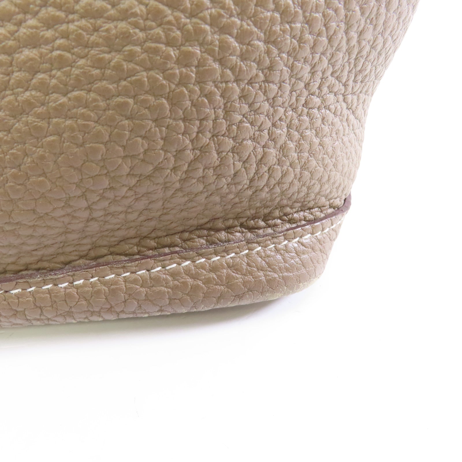 HERMES Clemence皮革GardenParty PM銀扣手挽袋Etoupe/米灰色
