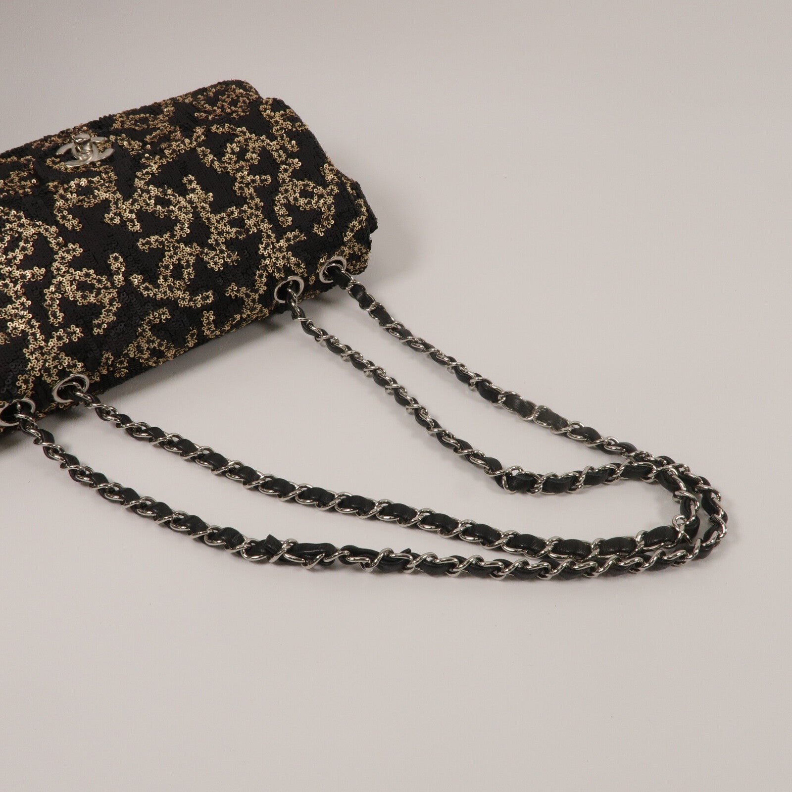 CHANEL 珠片Chain Shoulder鏈帶肩背袋