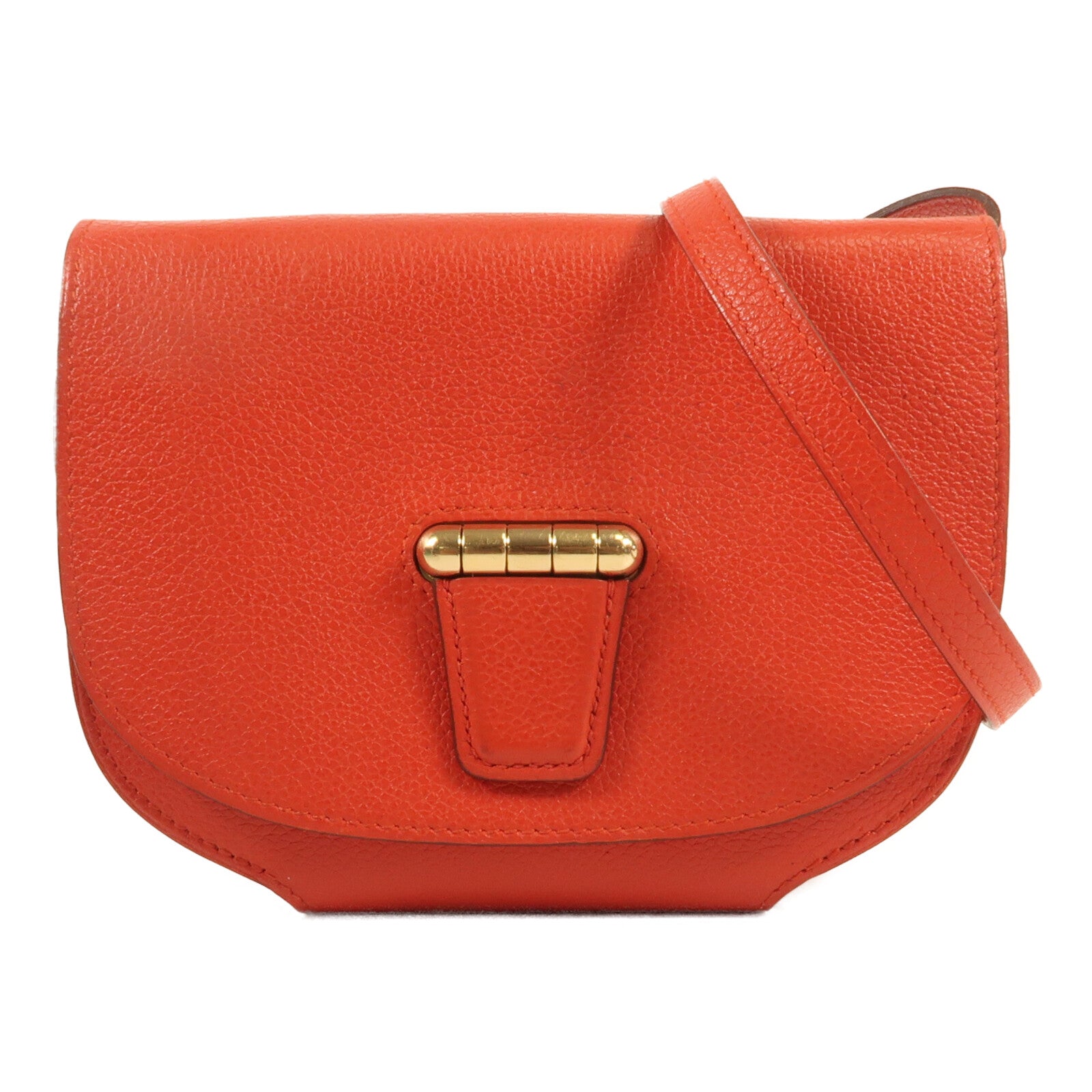 HERMES Evercolor皮革Mini Convoyeur金扣肩背袋Rouge Tomate