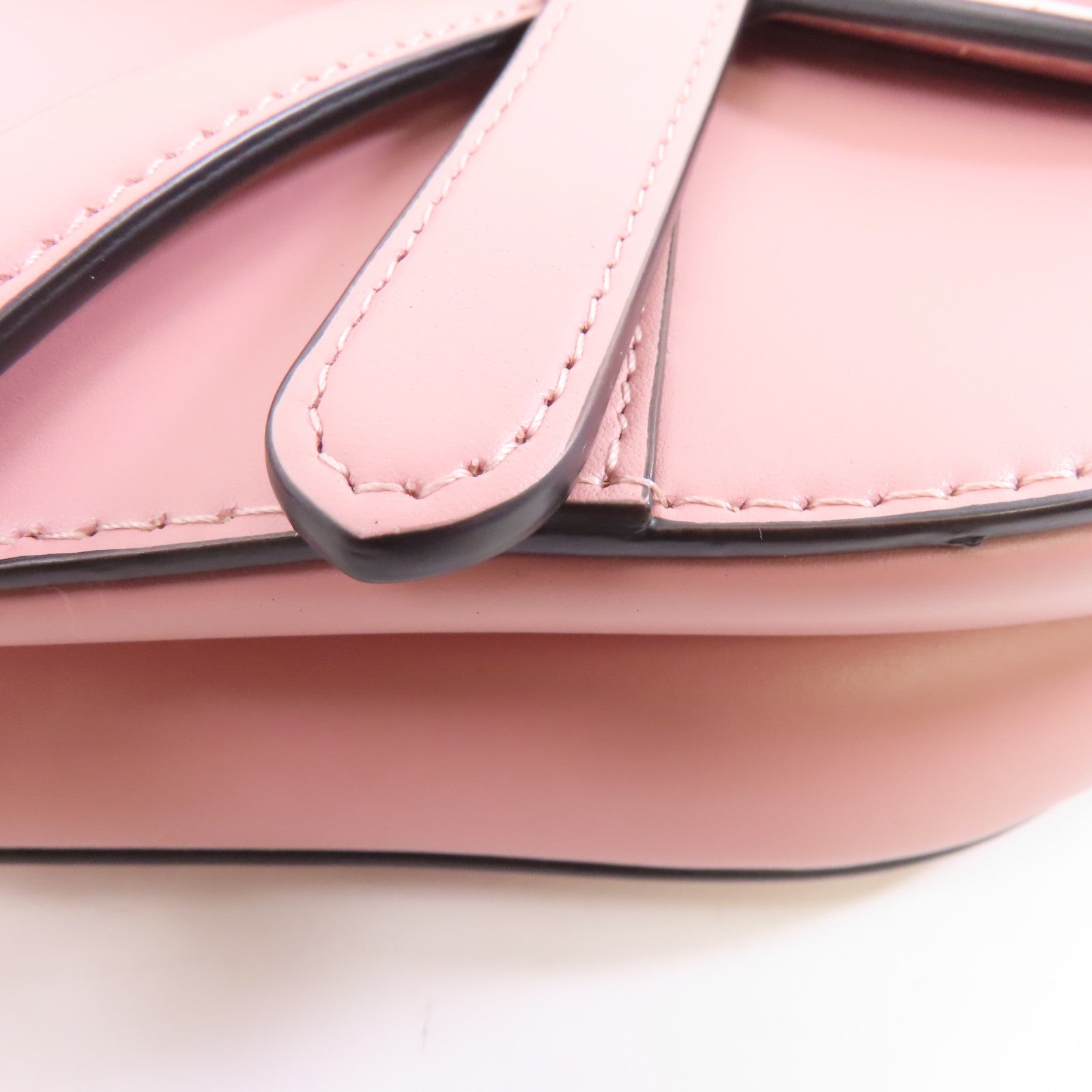 Dior 牛皮皮革Mini Saddle Bag金扣手挽肩背兩用袋粉紅色