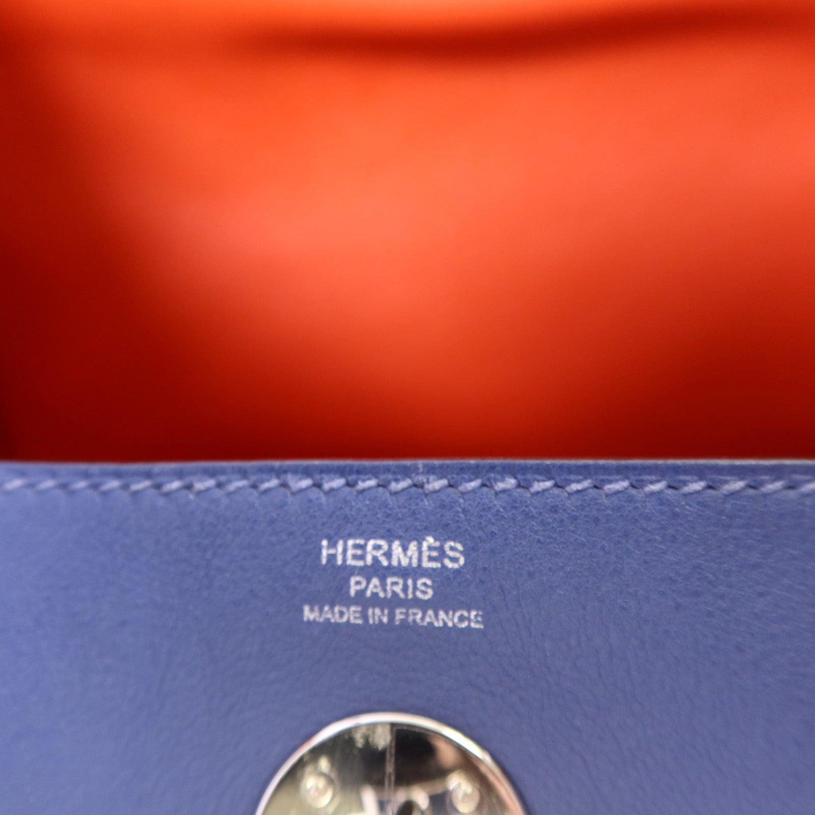 HERMES Swift皮革Lindy 26銀扣手挽肩背兩用袋Bleu Brighton
