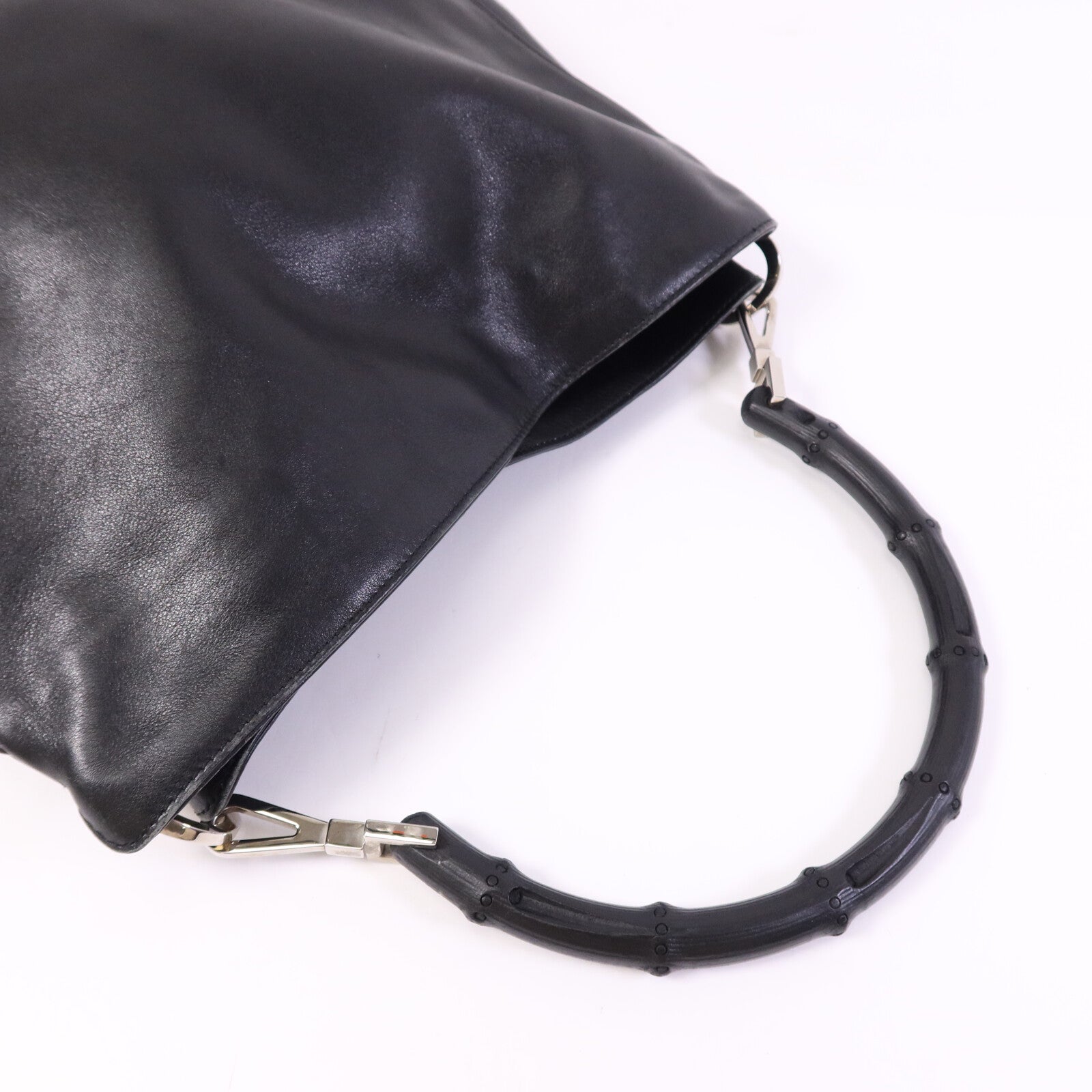 GUCCI 牛皮皮革Vintage Bamboo Bag銀扣肩背袋