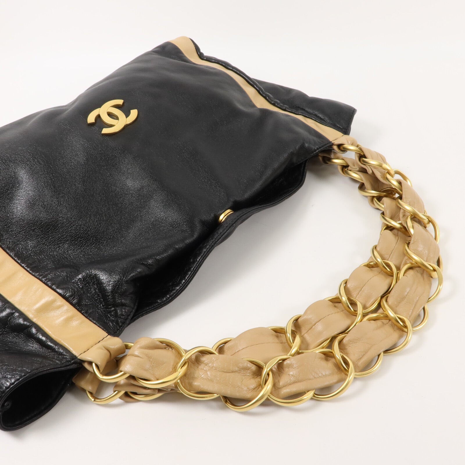 CHANEL 羊皮皮革Vintage Shoulder Bag鏈帶手挽袋