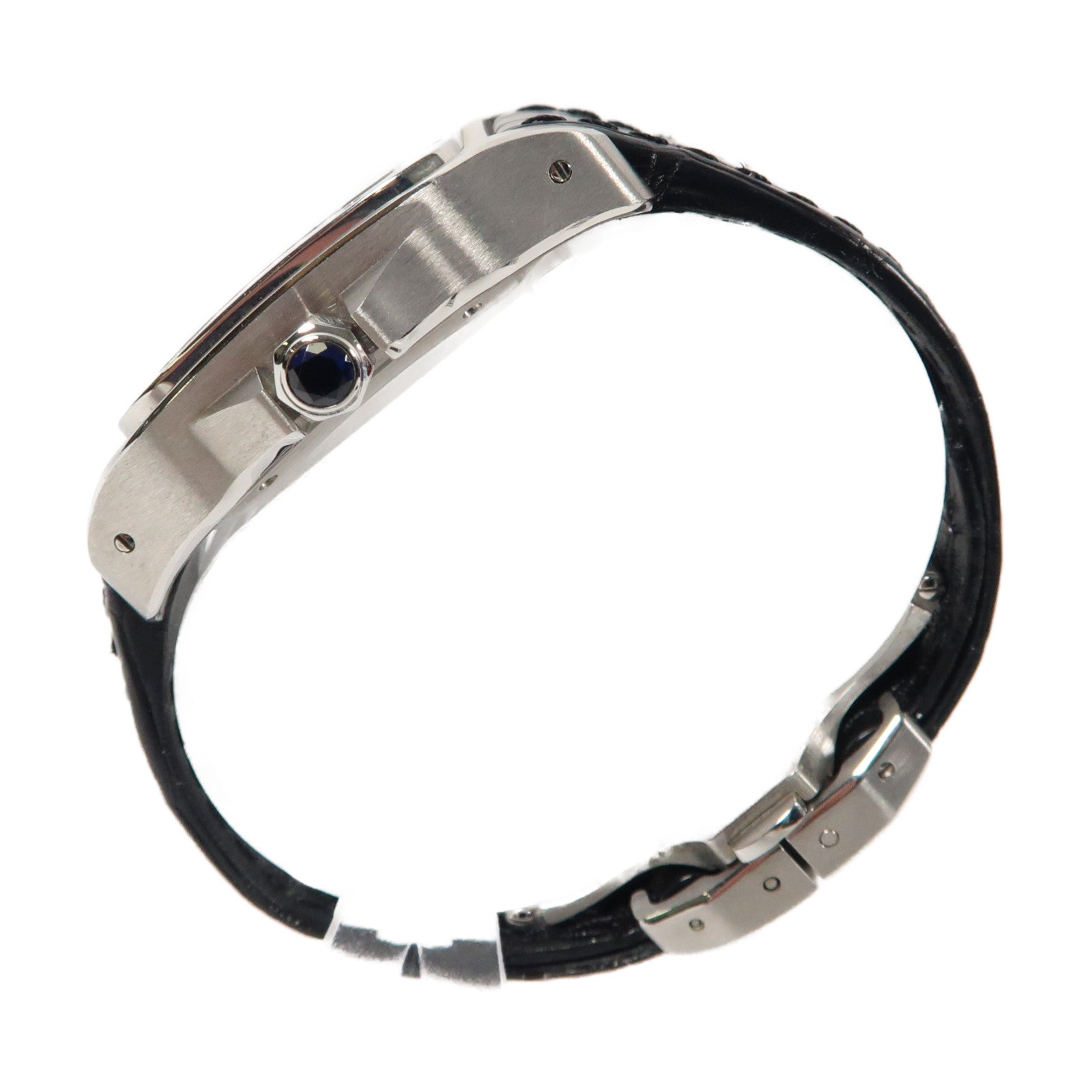 CARTIER Santos 100不鏽鋼/皮革手錶自動機芯白色