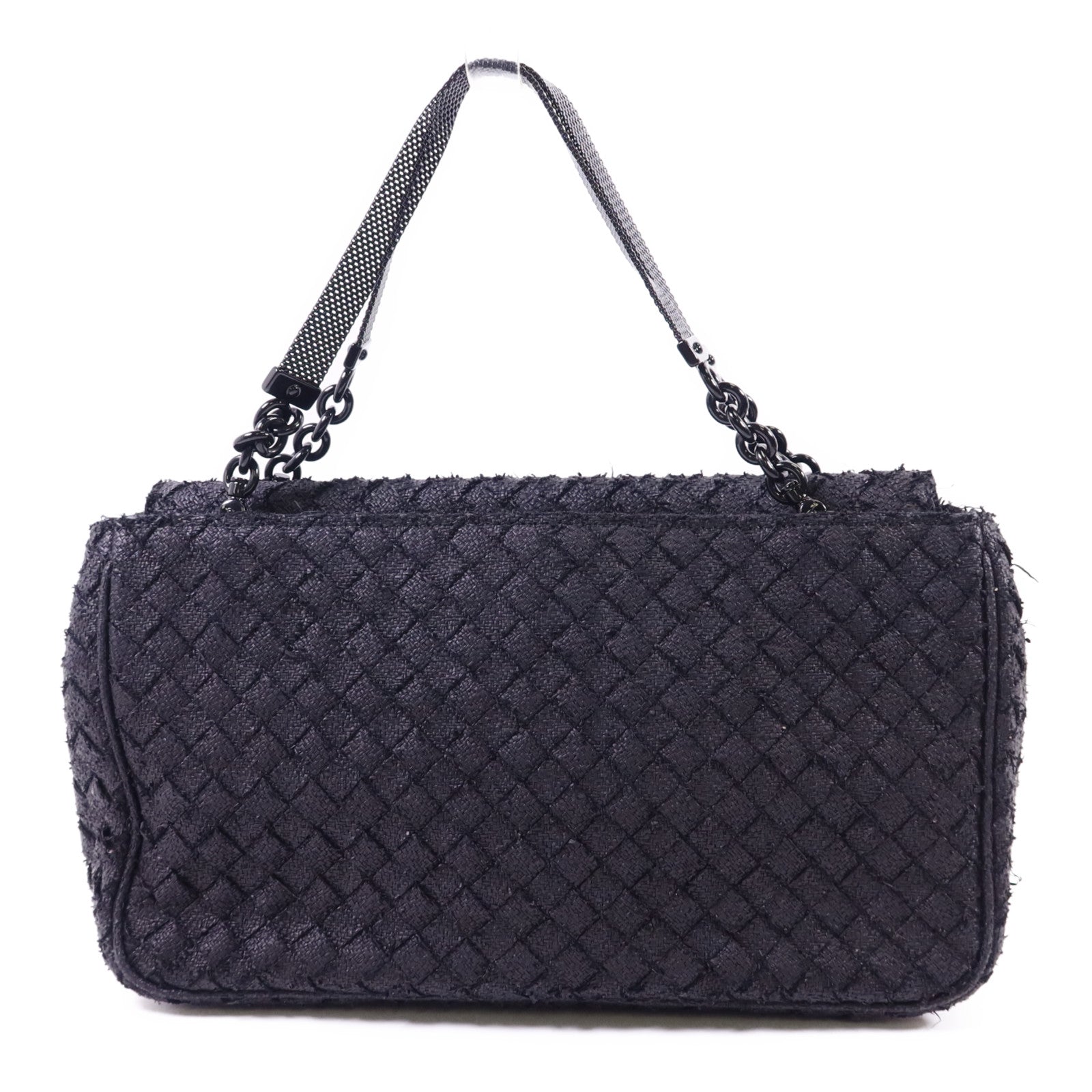 BOTTEGA VENETA 藤料Handbag黑扣手挽袋