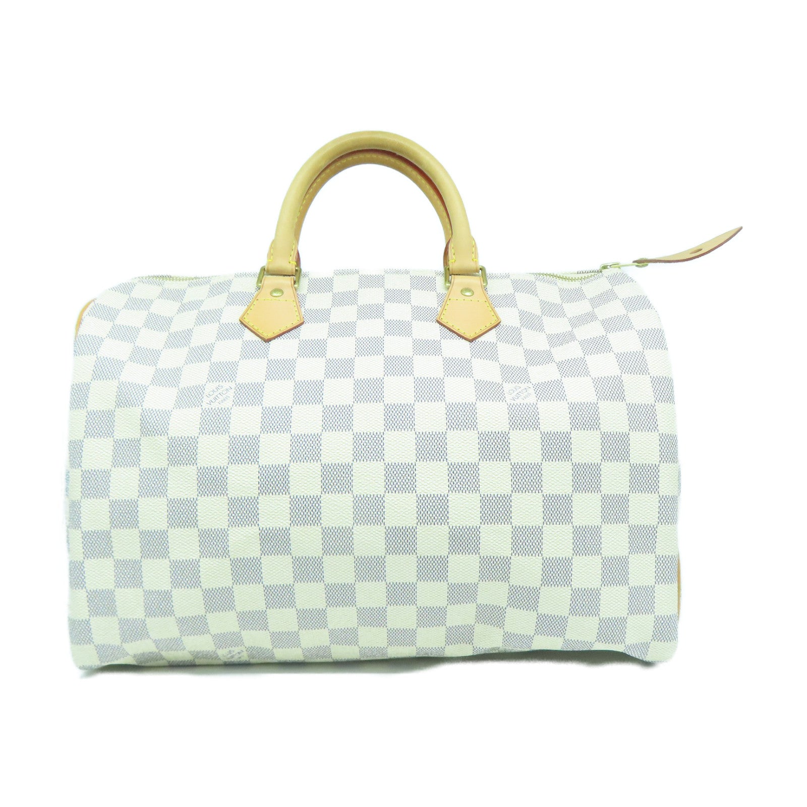 LOUIS VUITTON 【激減優惠】Damier Azur Speedy 35金扣手挽袋白色