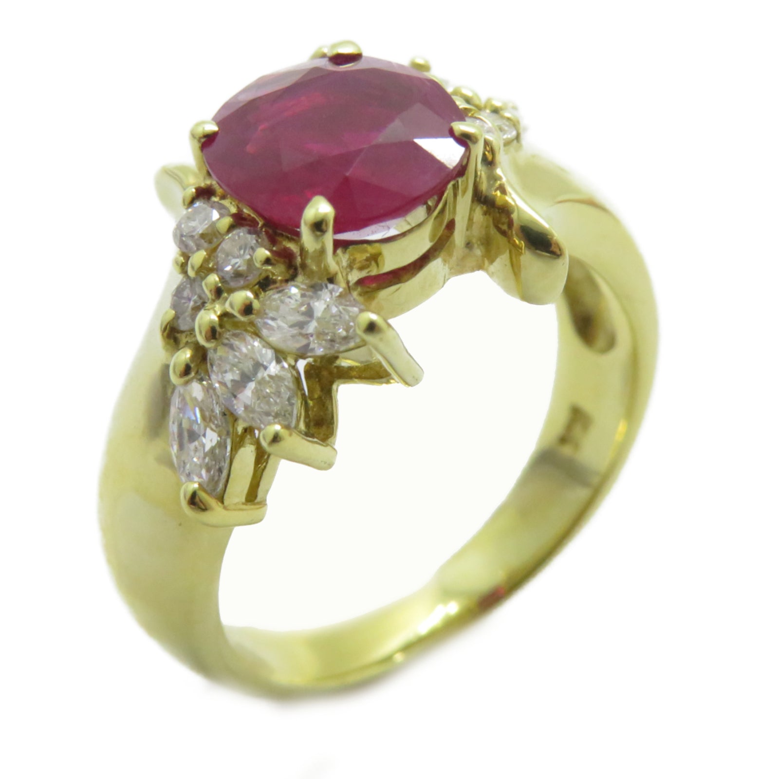 JEWELRY 18K黃金Ruby Ring 1.58ct紅寶石/0.57ct鑽石戒指US#6.25