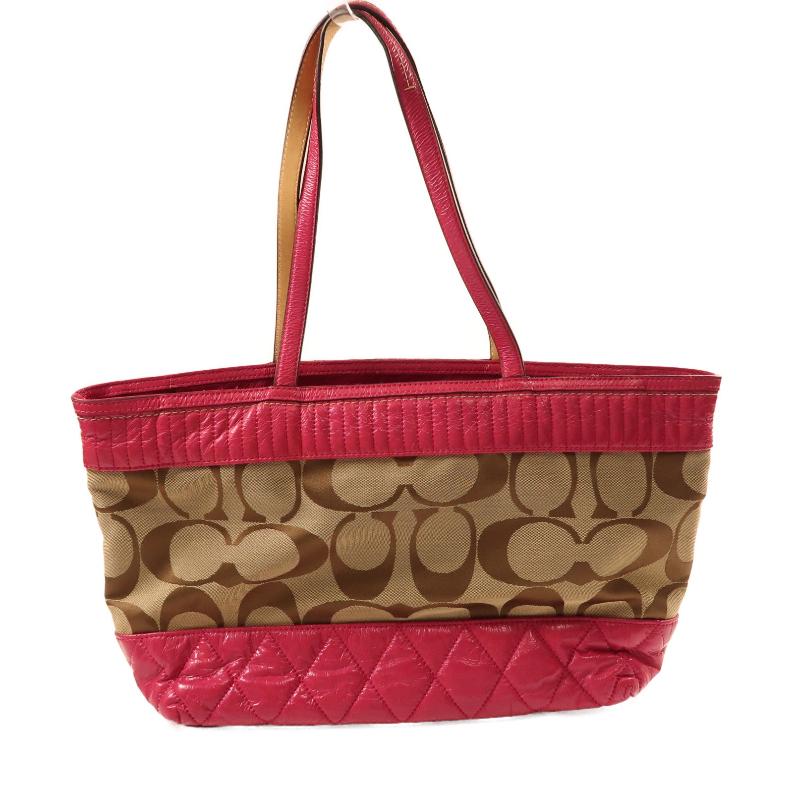 COACH 帆布Shoulder Bag金扣肩背袋粉紅色
