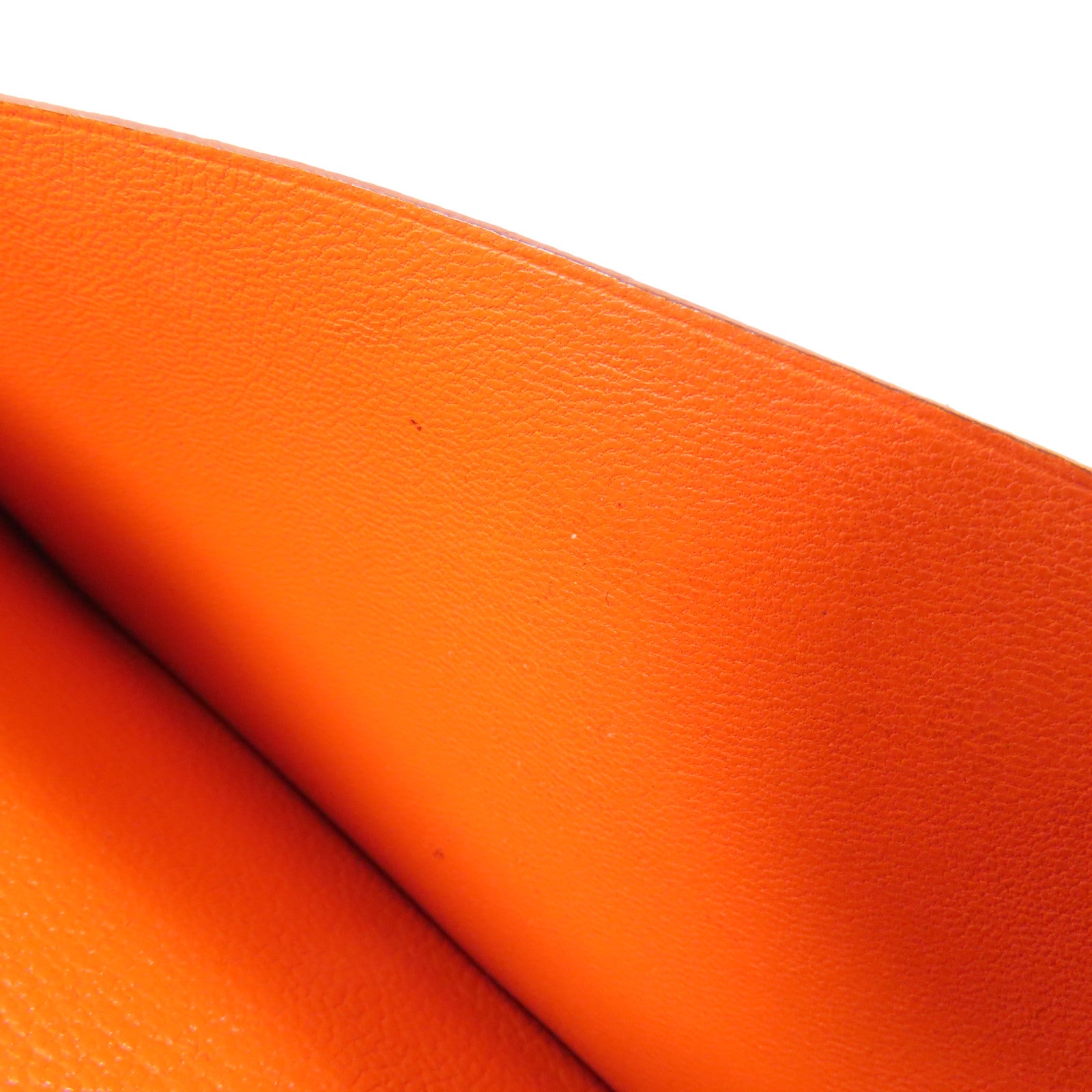 HERMES 【激減優惠】Chevre皮革Bearn金扣長錢包93 Orange