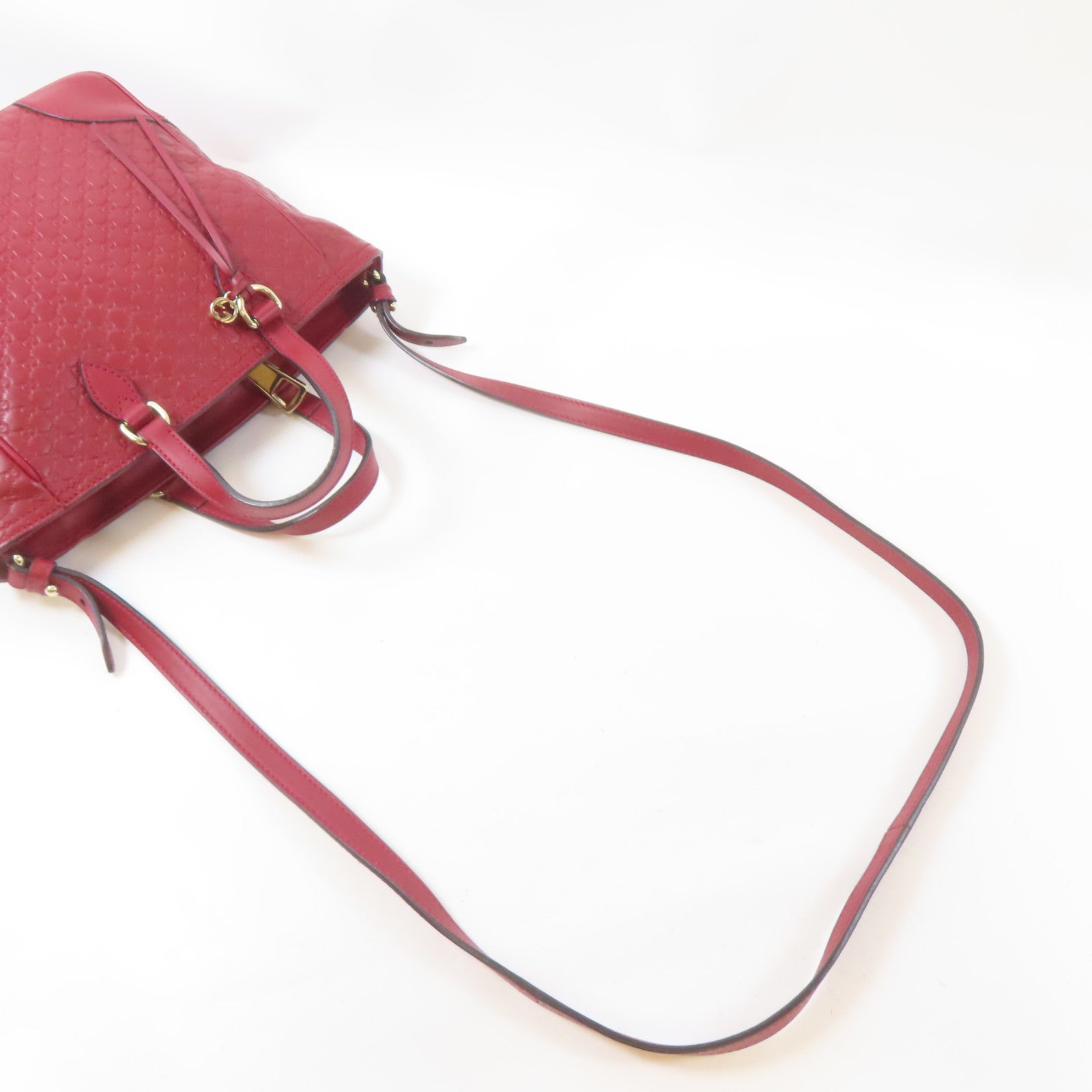 GUCCI 牛皮皮革Microguccissima 2 Way Bag金扣手挽肩背兩用袋紅色
